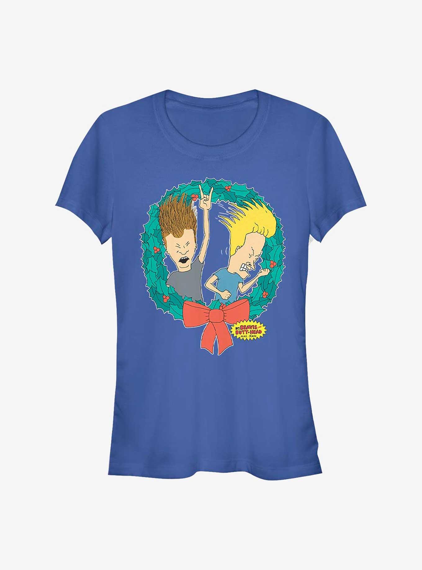 Beavis And Butt-Head Rock N Wreath Girls T-Shirt, ROYAL, hi-res