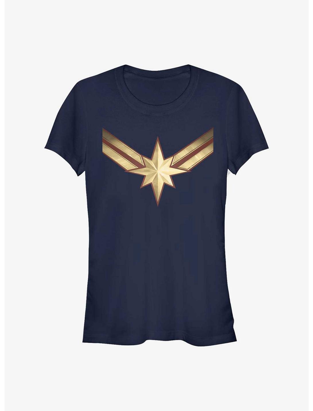 Captain Marvel Marvel Costume Symbol Girls T-Shirt, NAVY, hi-res