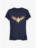 Captain Marvel Marvel Costume Symbol Girls T-Shirt, NAVY, hi-res
