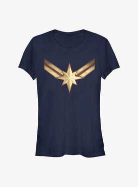 Captain Marvel Marvel Costume Symbol Girls T-Shirt, NAVY, hi-res