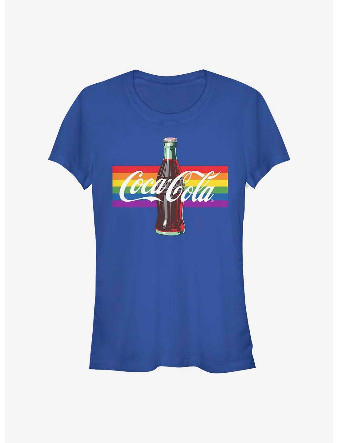 Coke Bottle Rainbow Logo Girls T-Shirt, ROYAL, hi-res
