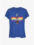 Coke Bottle Rainbow Logo Girls T-Shirt, ROYAL, hi-res