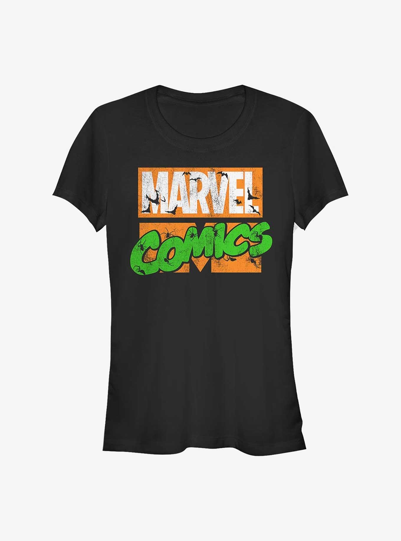 Marvel Comics Spooky Logo Girls T-Shirt, BLACK, hi-res