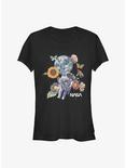 NASA Space Floral Girls T-Shirt, BLACK, hi-res