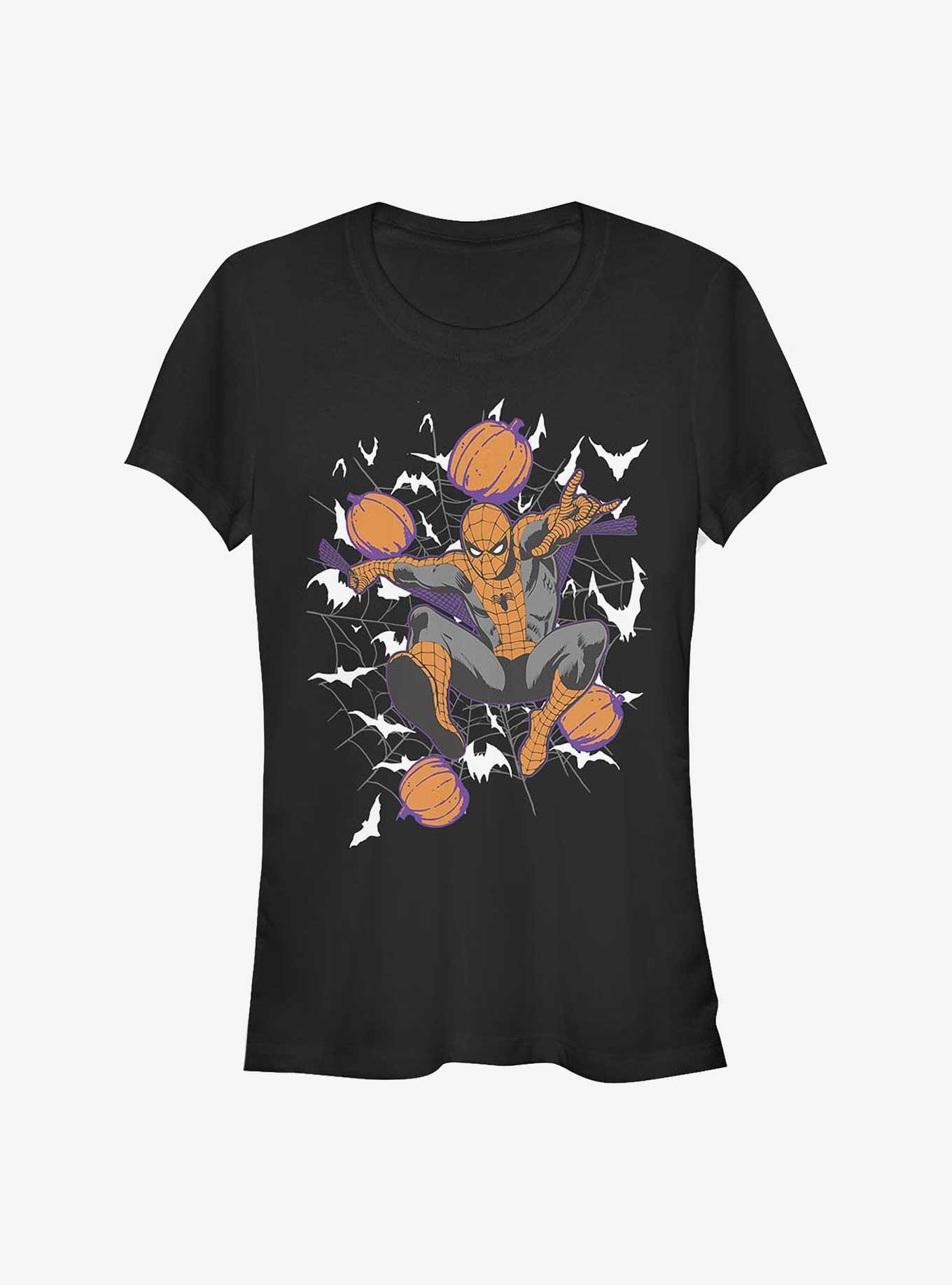 Marvel Spider-Man Spidey Webs Pumpkins Girls T-Shirt, BLACK, hi-res