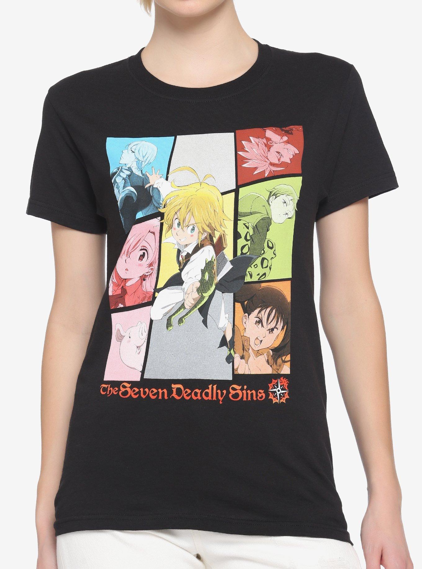 The Seven Deadly Sins Group Grid Boyfriend Fit Girls T-Shirt, MULTI, hi-res