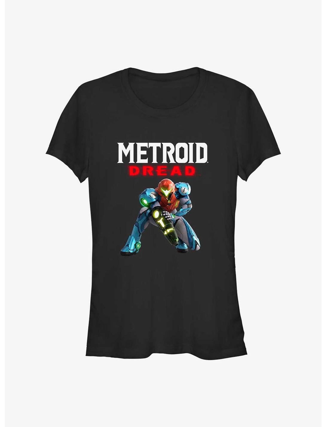 Nintendo Metroid Dread Samus Logo Lockup Girls T-Shirt, BLACK, hi-res