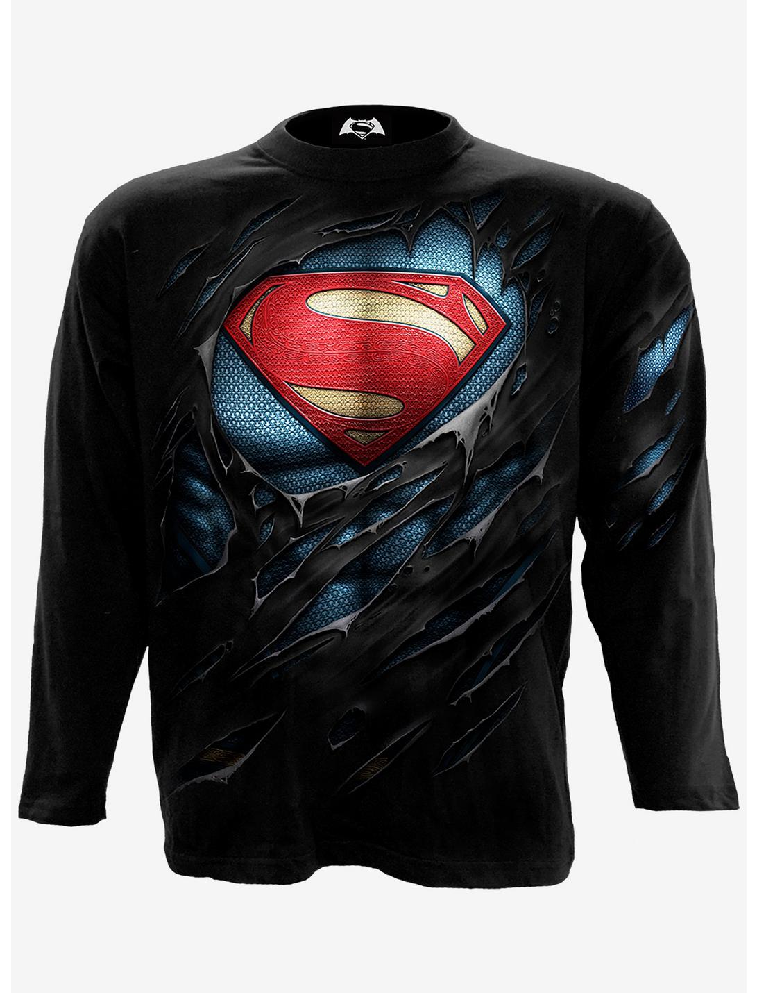 Superman Ripped Detail Long-Sleeve, BLACK, hi-res