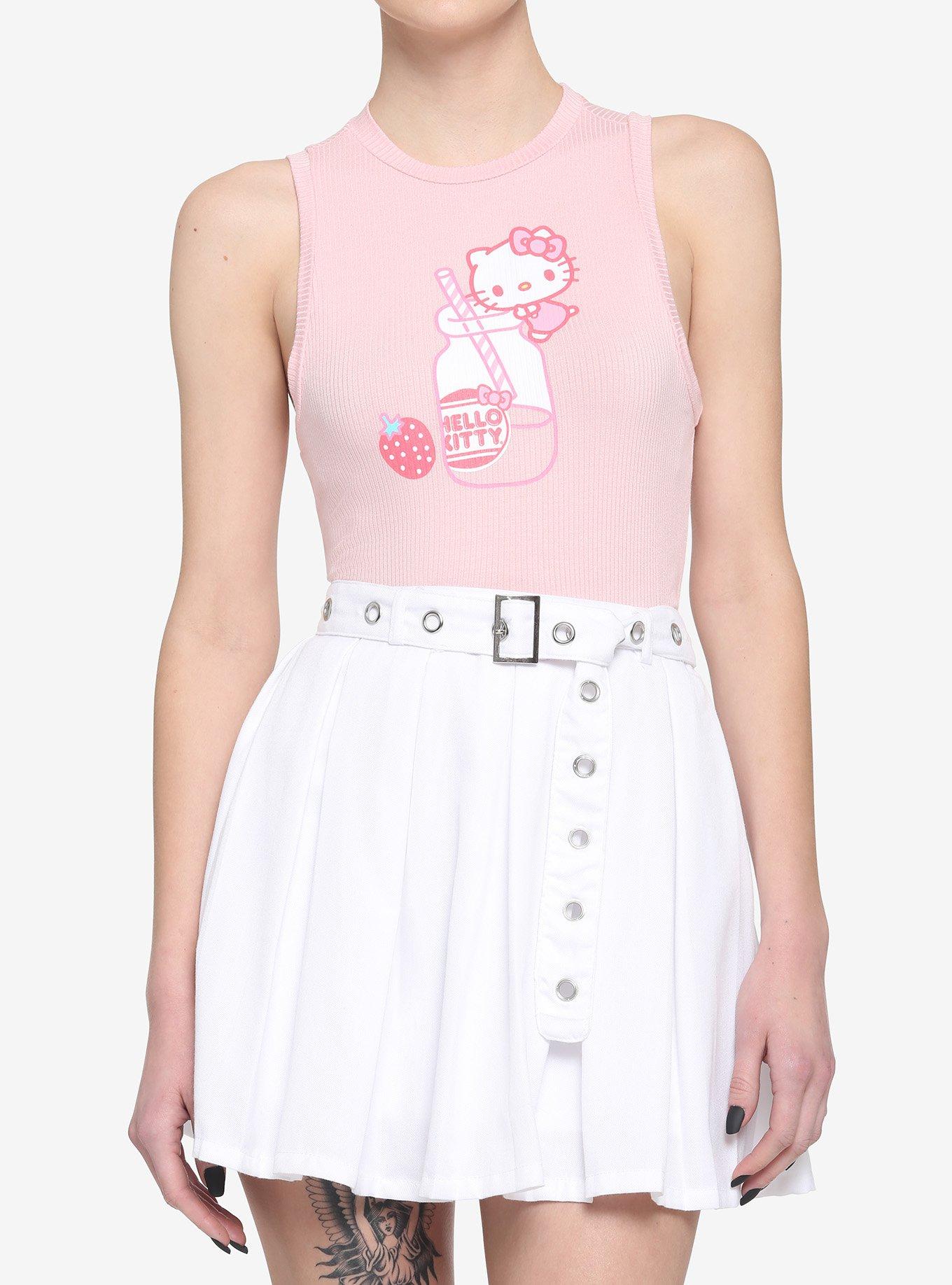 Hello Kitty Strawberry Milk Girls Crop Tank T, MULTI, hi-res