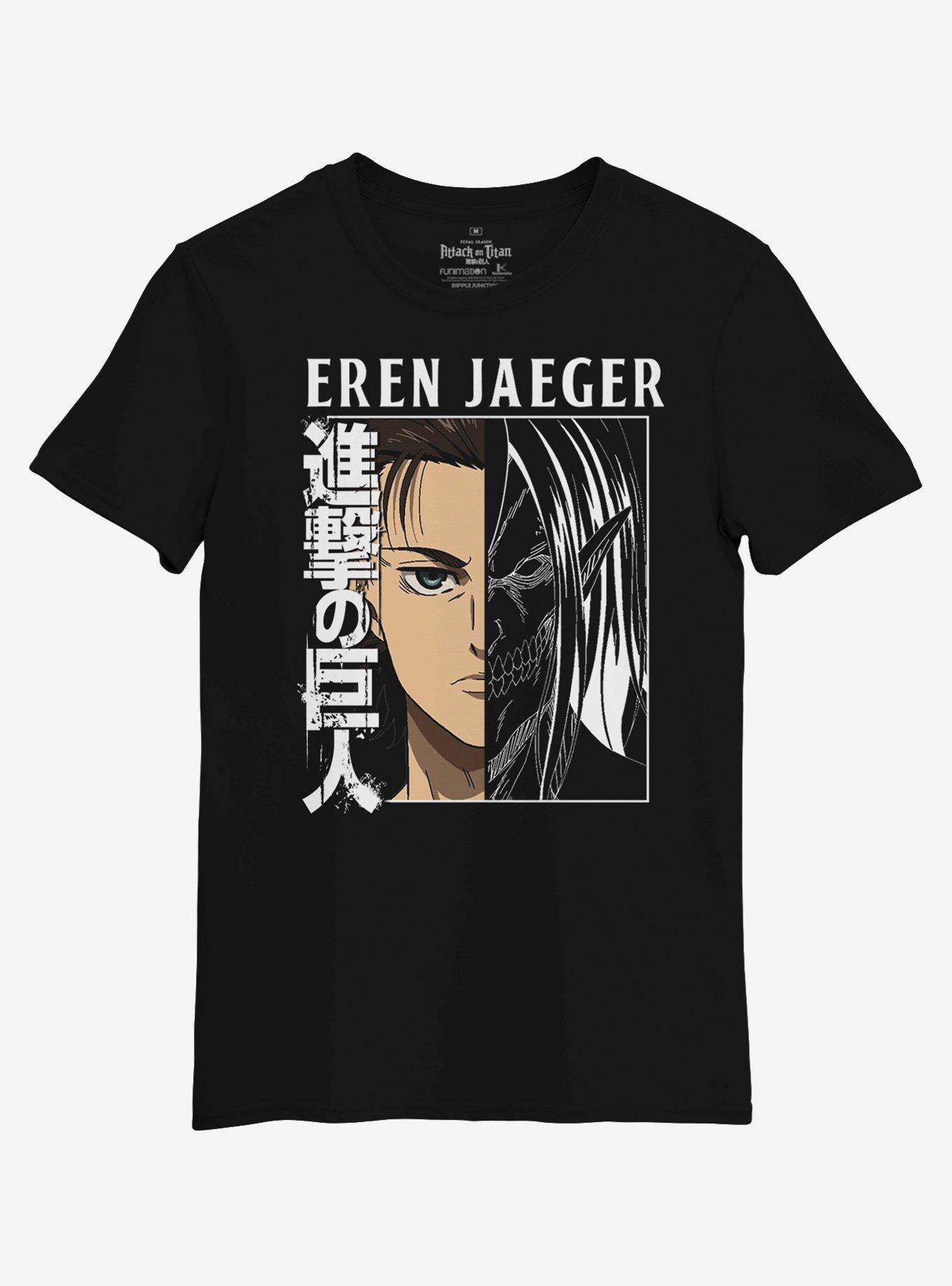 Attack On Titan Eren Jaeger Split T-Shirt, BLACK, hi-res