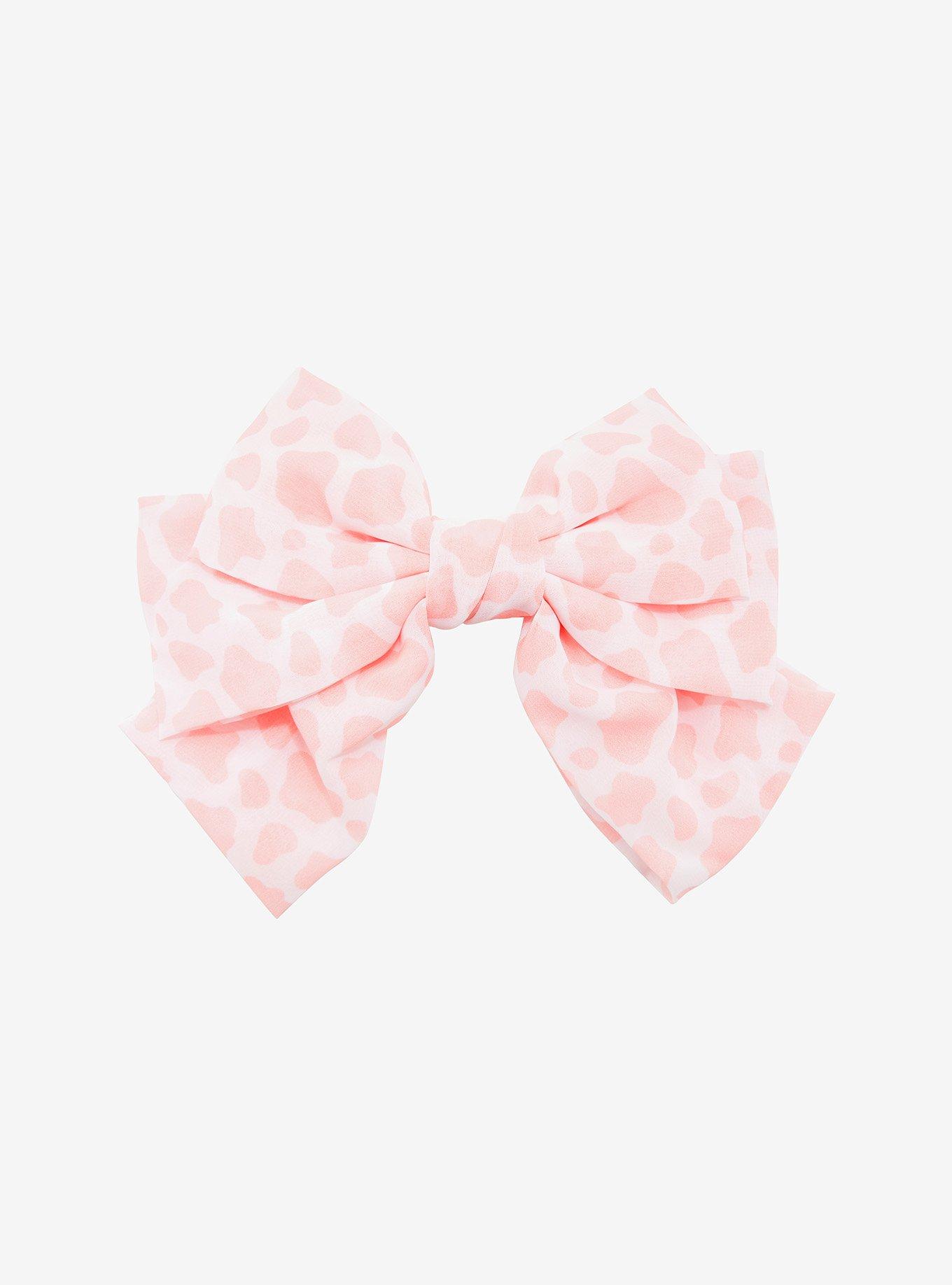 Pink Cow Print Hair Bow, , hi-res