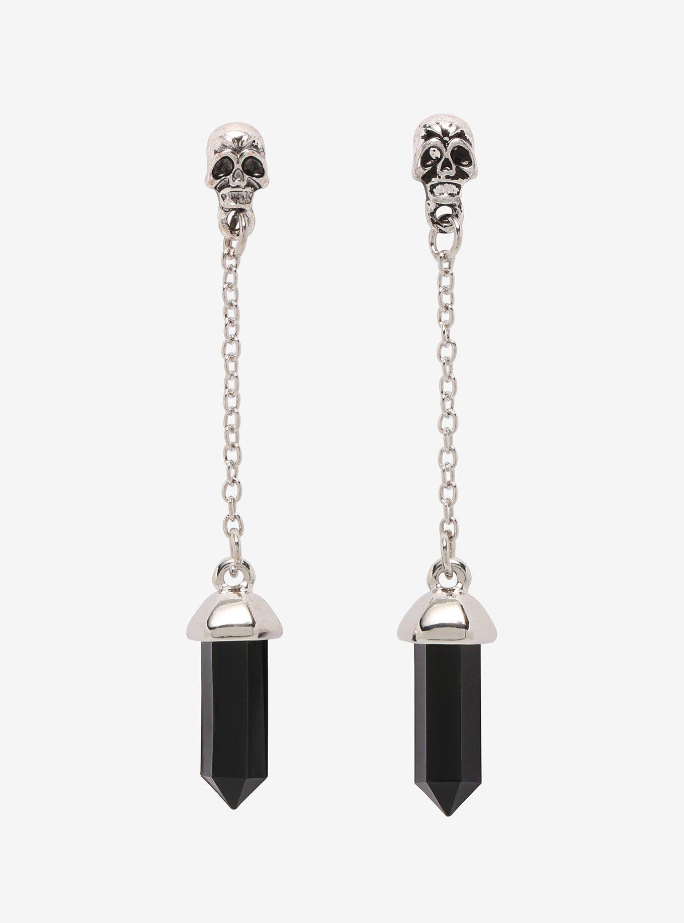 Skull Crystal Drop Earrings, , hi-res