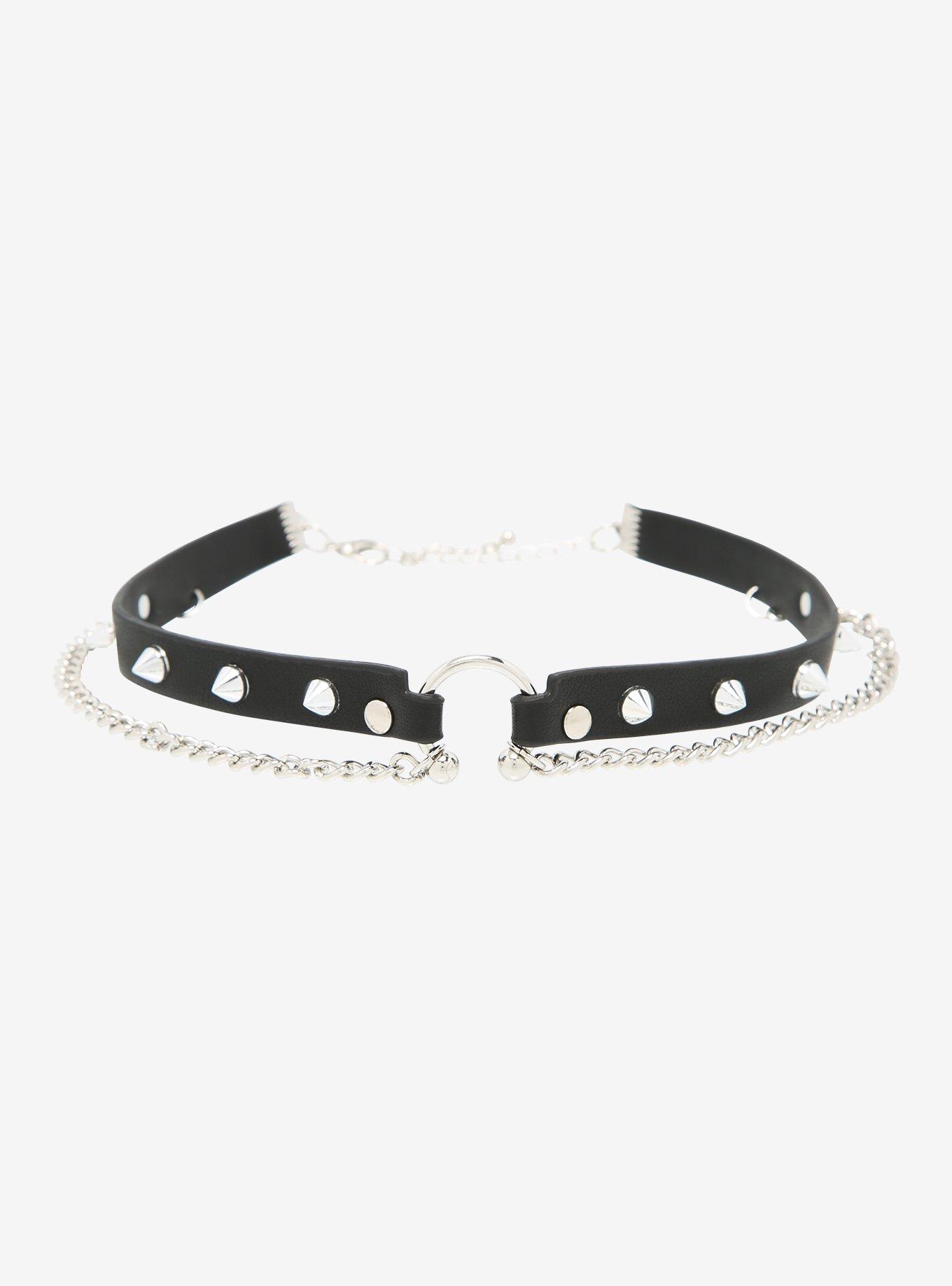 Barbell Spiked Studs Choker, , hi-res