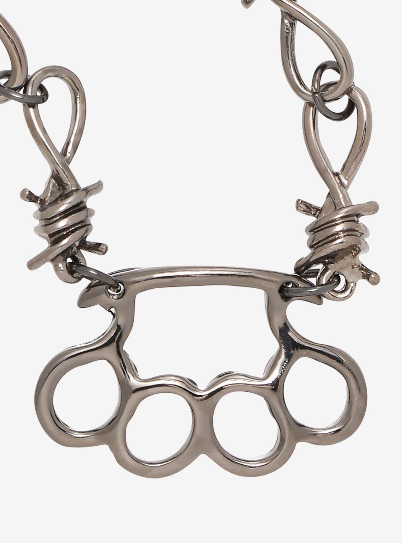 Brass Knuckle Barbed Wire Necklace, , hi-res