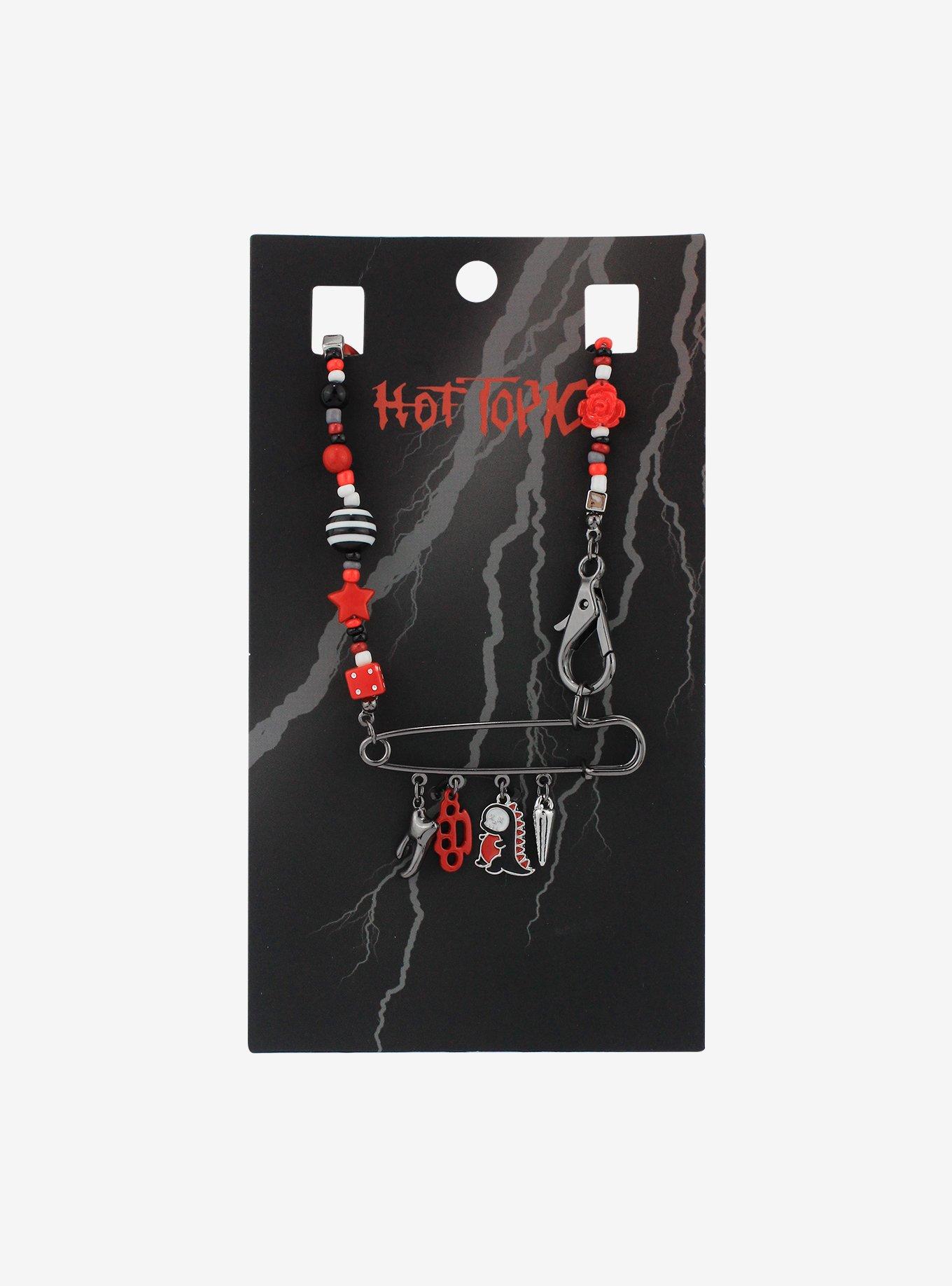 Black & Red Emo Beaded Choker, , hi-res