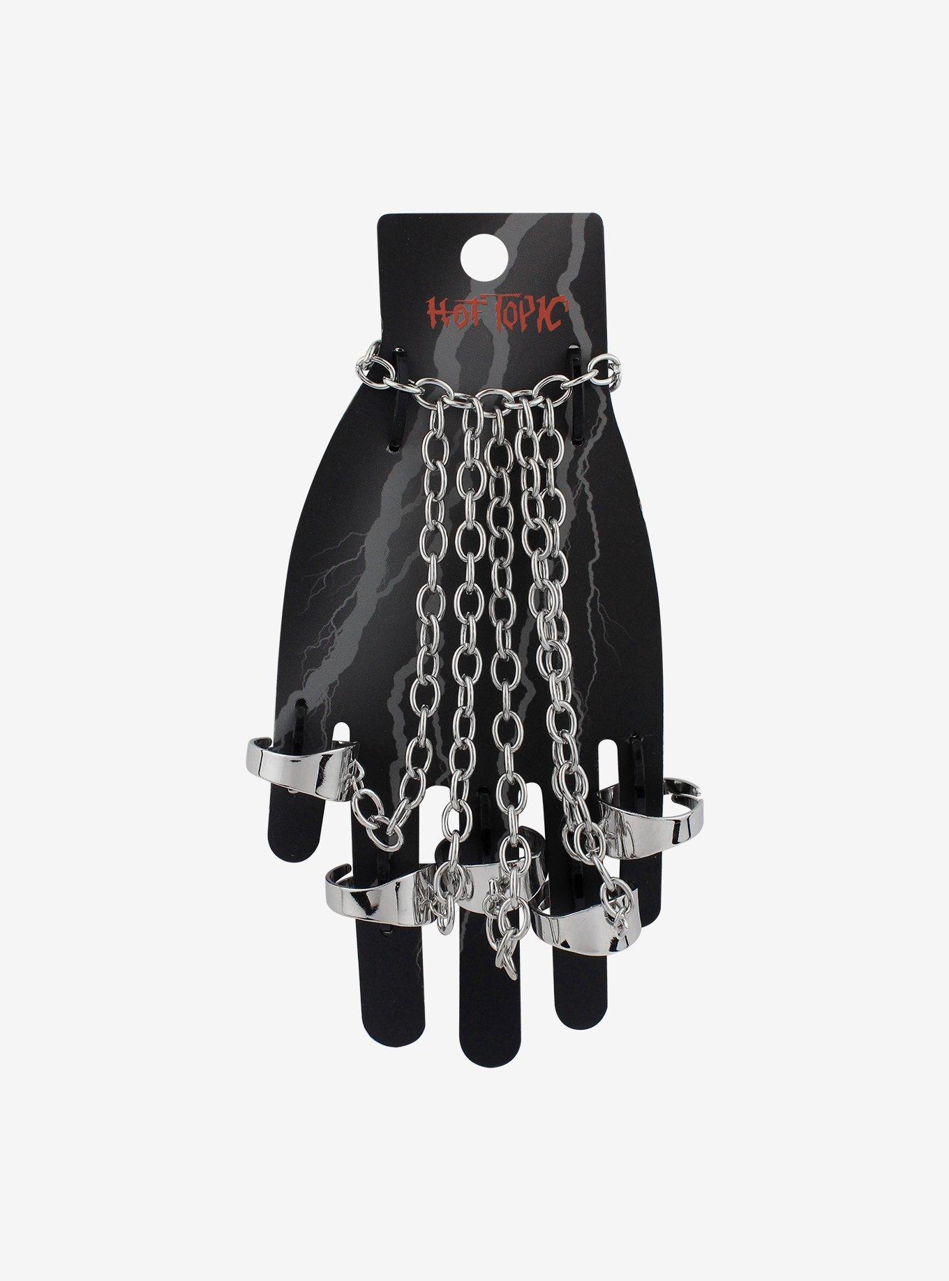 Five Finger Attached Ring Chain Bracelet, , hi-res
