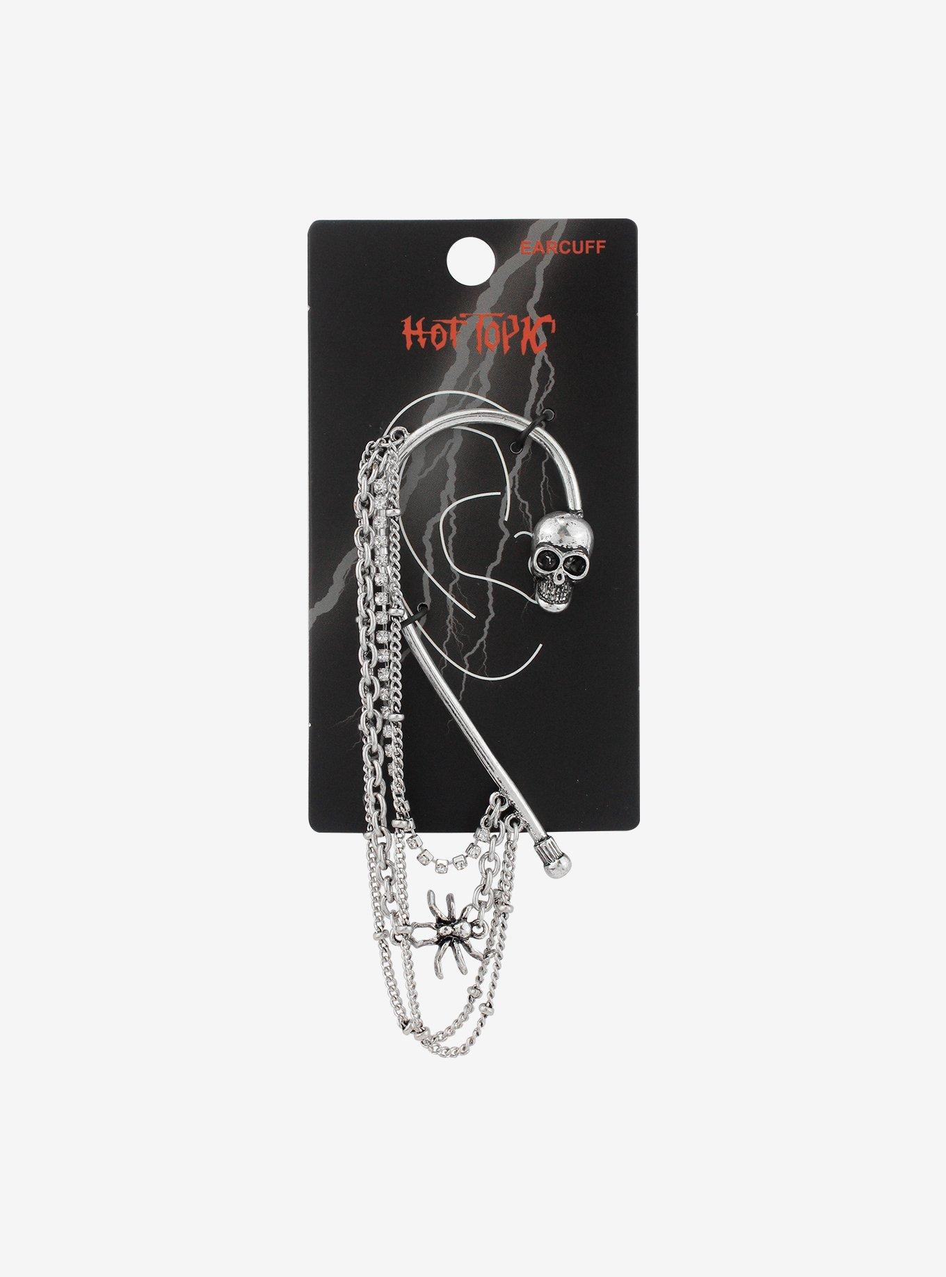 Layered Chain & Skull Ear Cuff Hot Topic