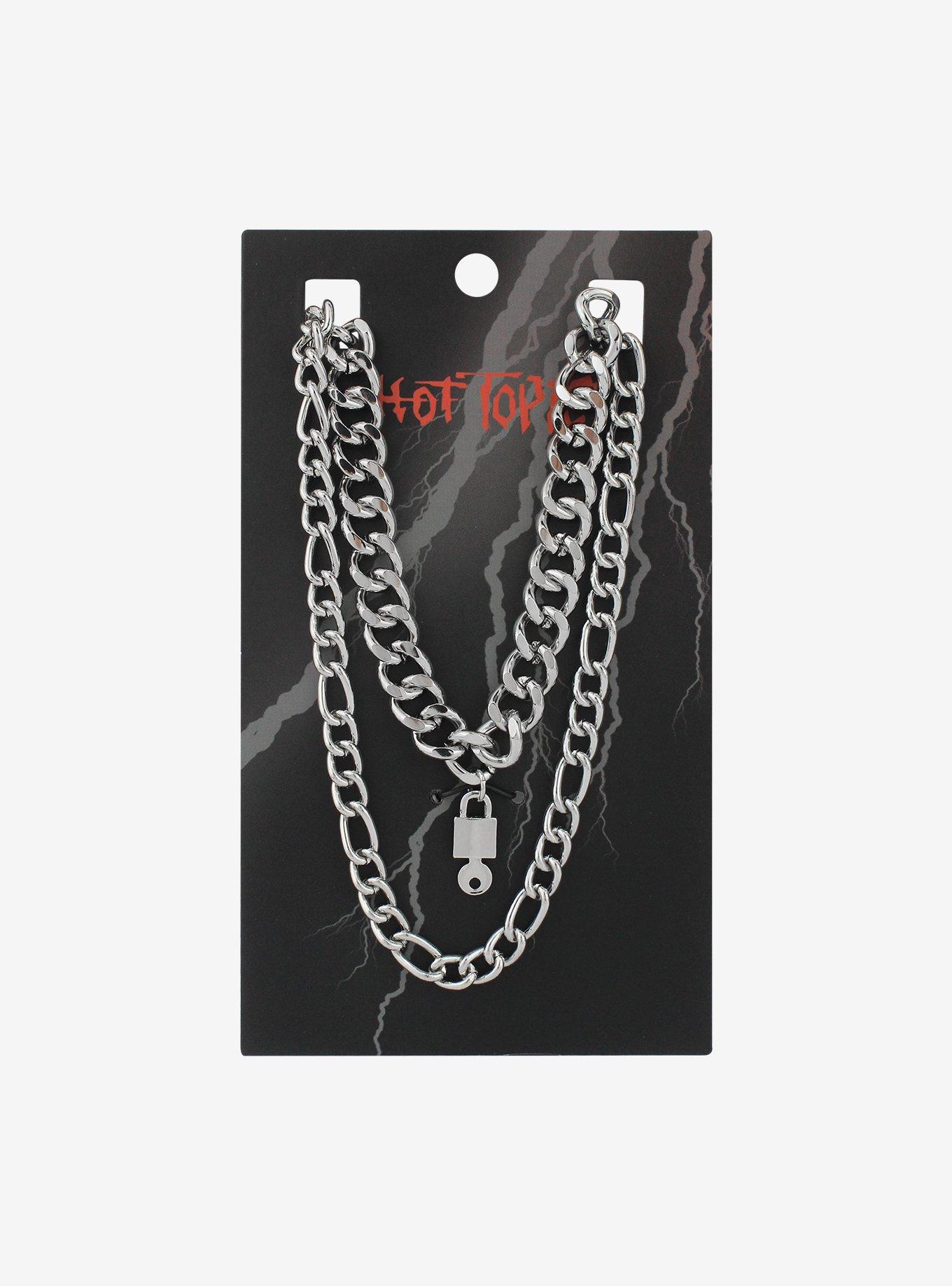 Double Chain Lock Necklace, , hi-res