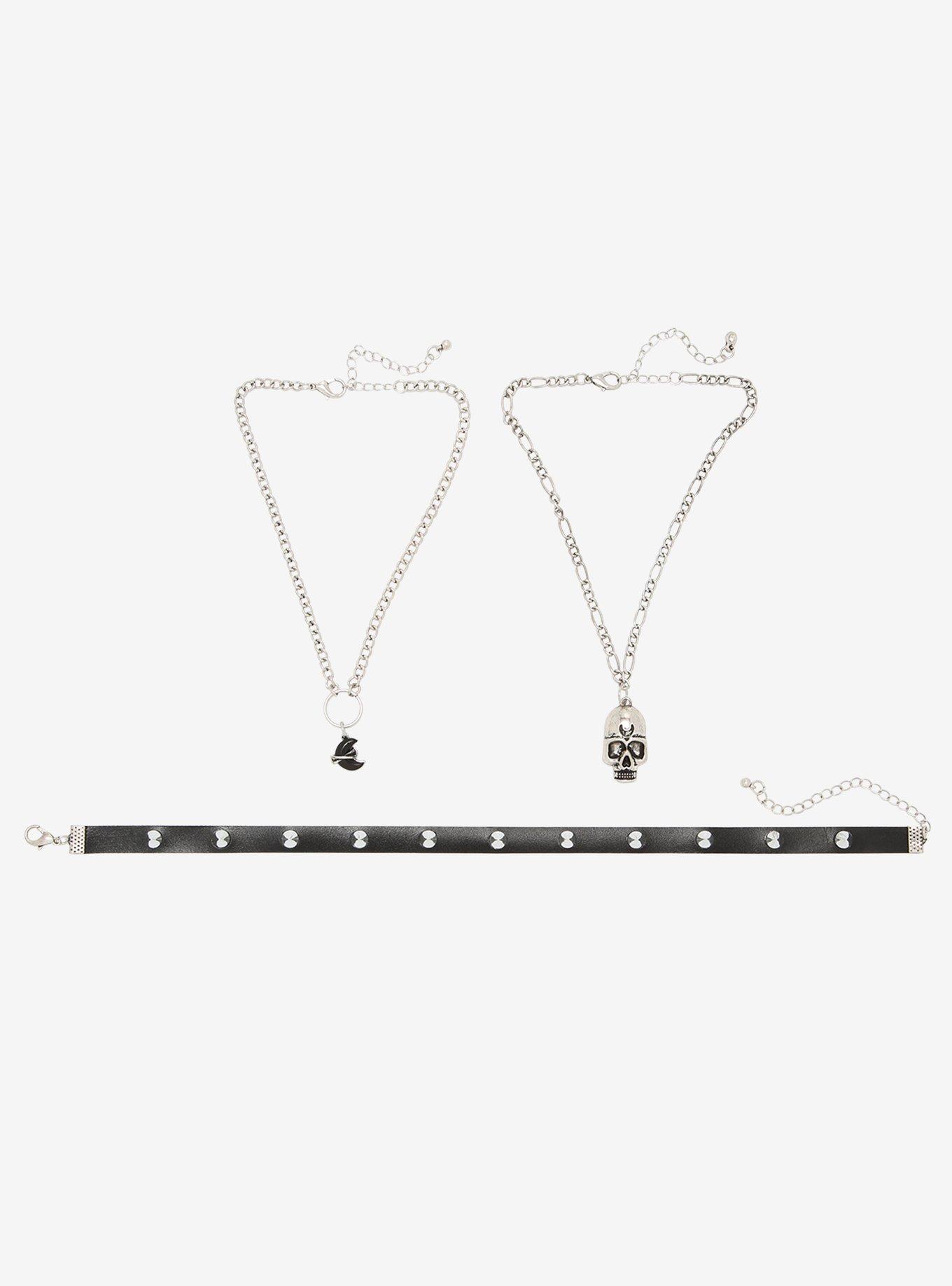 Skull & Spikes Choker Necklace Set, , hi-res