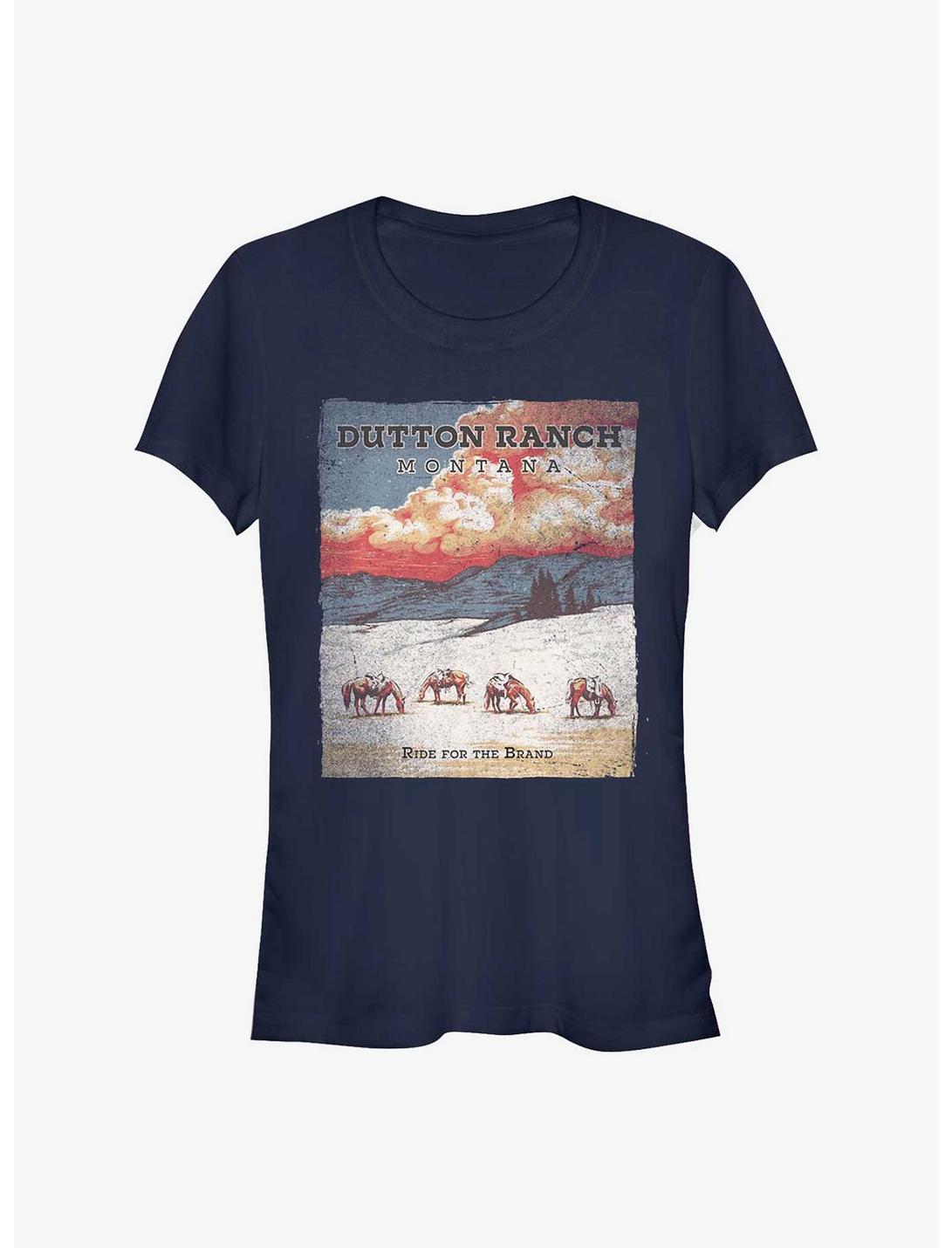 Yellowstone Ride For The Brand Poster Girls T-Shirt, NAVY, hi-res