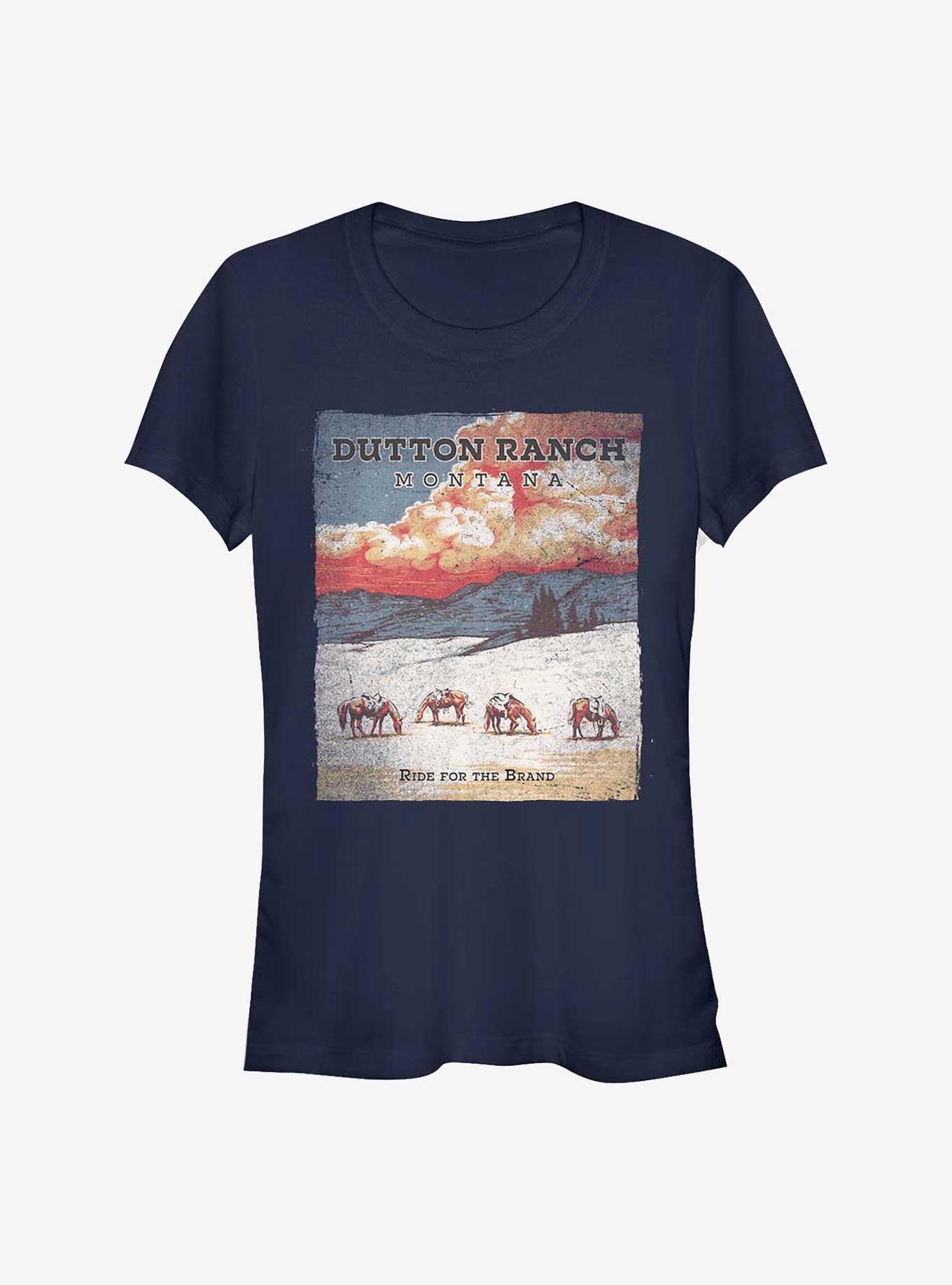 Yellowstone Ride For The Brand Poster Girls T-Shirt, NAVY, hi-res