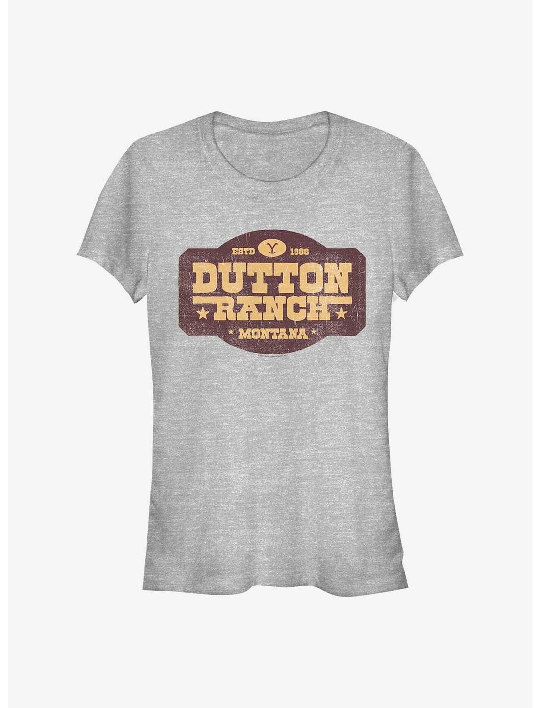 Yellowstone Dutton Ranch Distressed Sign Girls T-Shirt, ATH HTR, hi-res