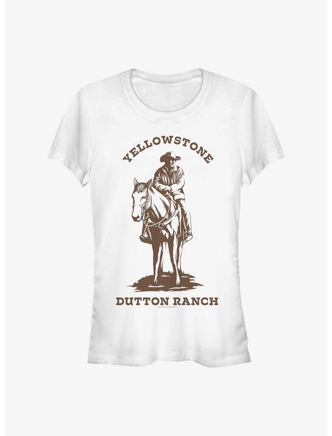 Yellowstone Man On Horse Brown Girls T-Shirt, WHITE, hi-res