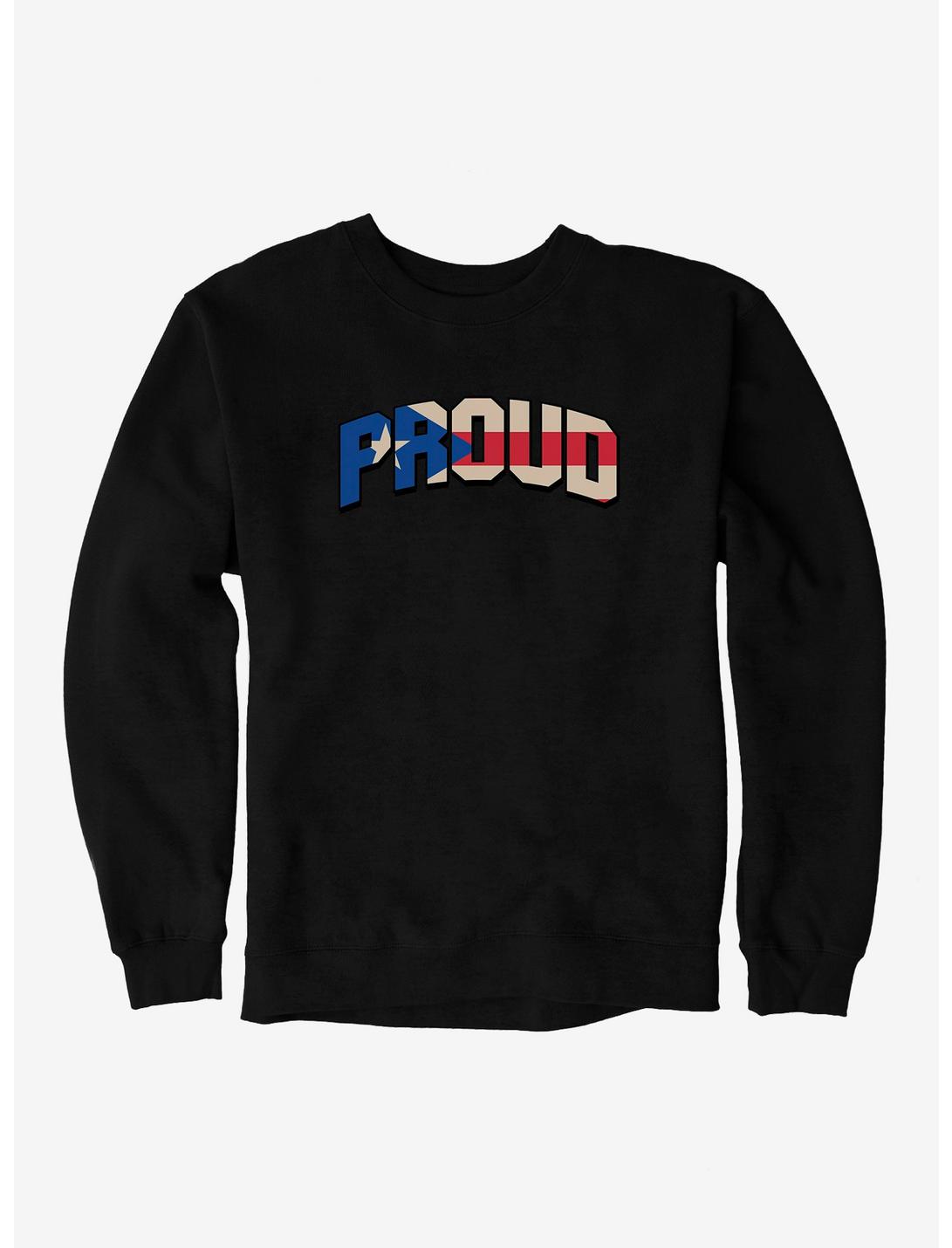Puerto Rican And Proud Flag Script Sweatshirt, , hi-res