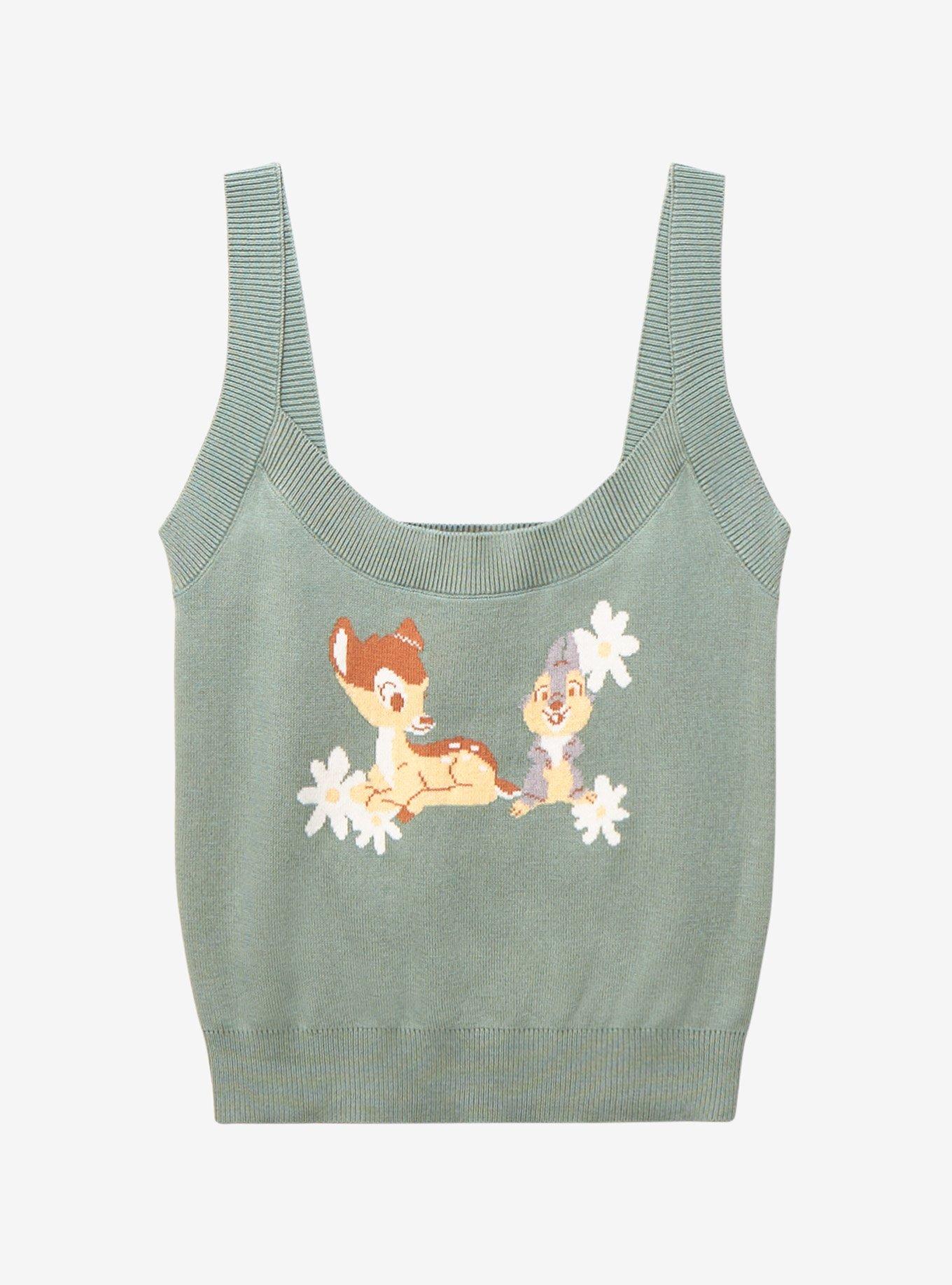 Disney Bambi & Thumper Floral Women&rsquo;s Ribbed Sweater Tank Top - BoxLunch Exclusive, LIGHT BLUE, hi-res