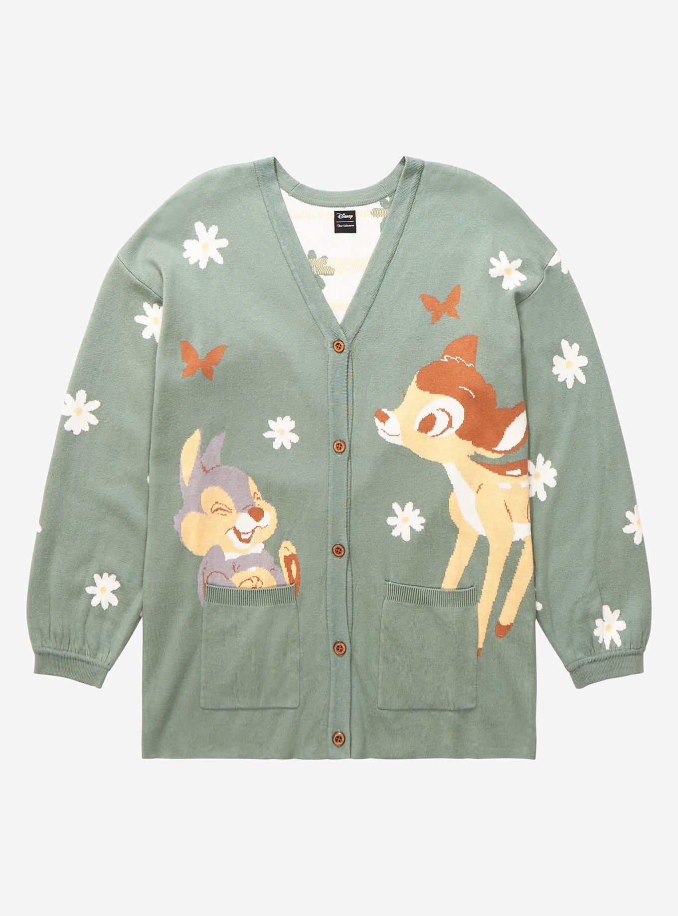 Our Universe Disney Bambi 80th Anniversary Thumper & Bambi Floral Women’s Cardigan - BoxLunch Exclusive, BLUE, hi-res