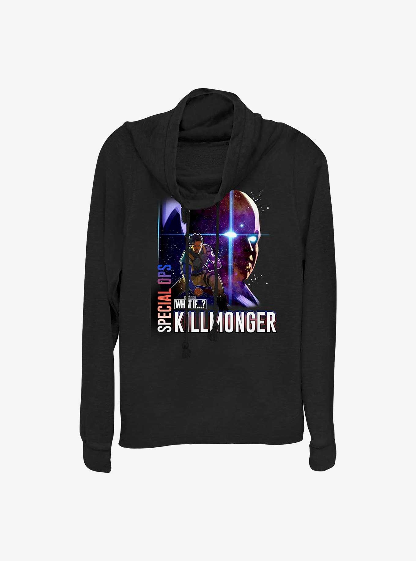 What If?? Erik Killmonger Special-Ops & The Watcher Girls Cowlneck Long-Sleeve Top, BLACK, hi-res