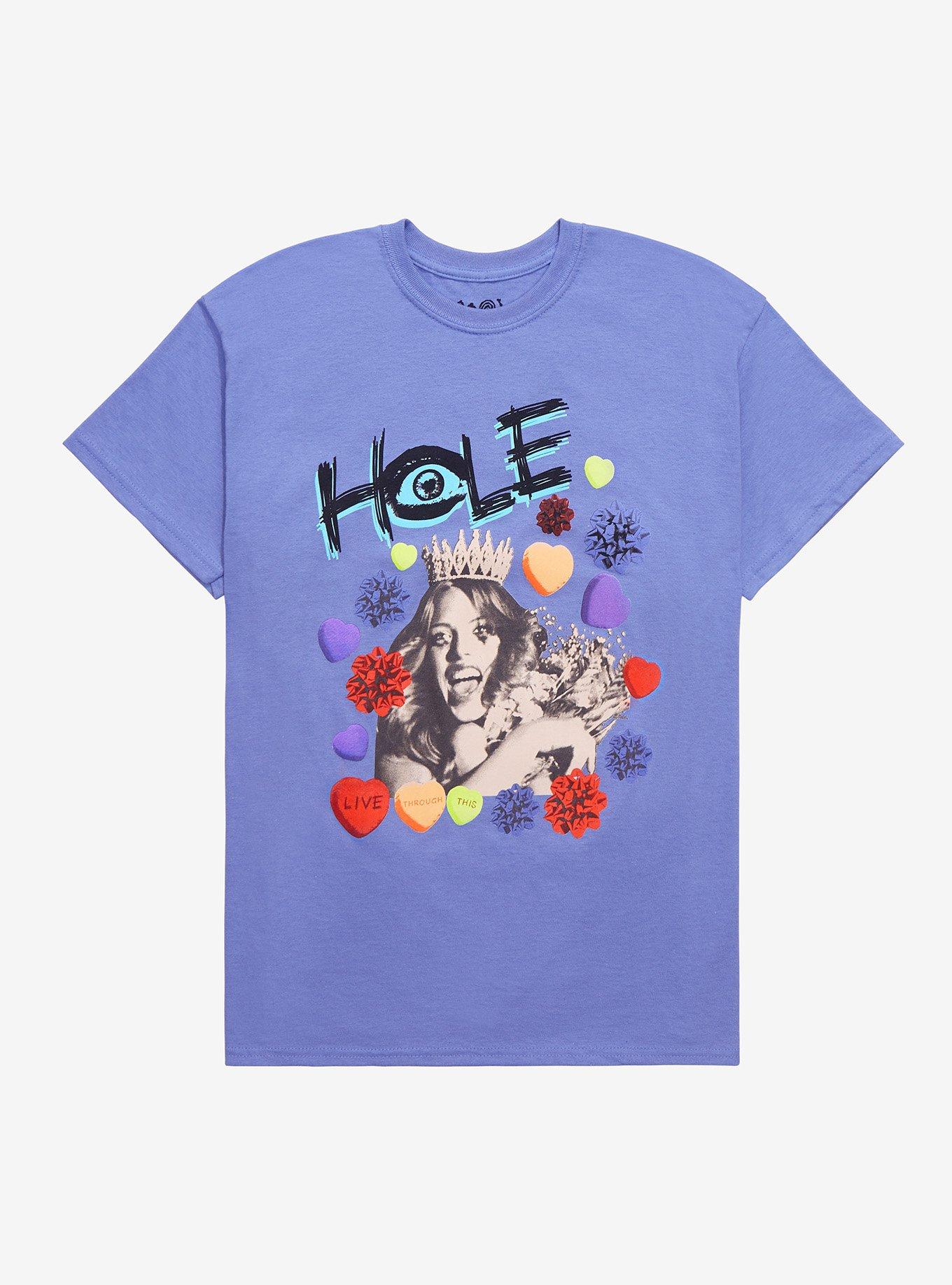 Hole Live Through This Candy Hearts Boyfriend Fit Girls T-Shirt, LAVENDER, hi-res view 1