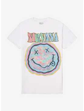 Nirvana Pastel Colored Smile Logo Boyfriend Fit Girls T-Shirt, , hi-res