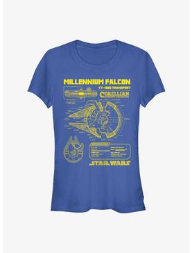 Star Wars Falcon Schematic Girls T-Shirt, , hi-res