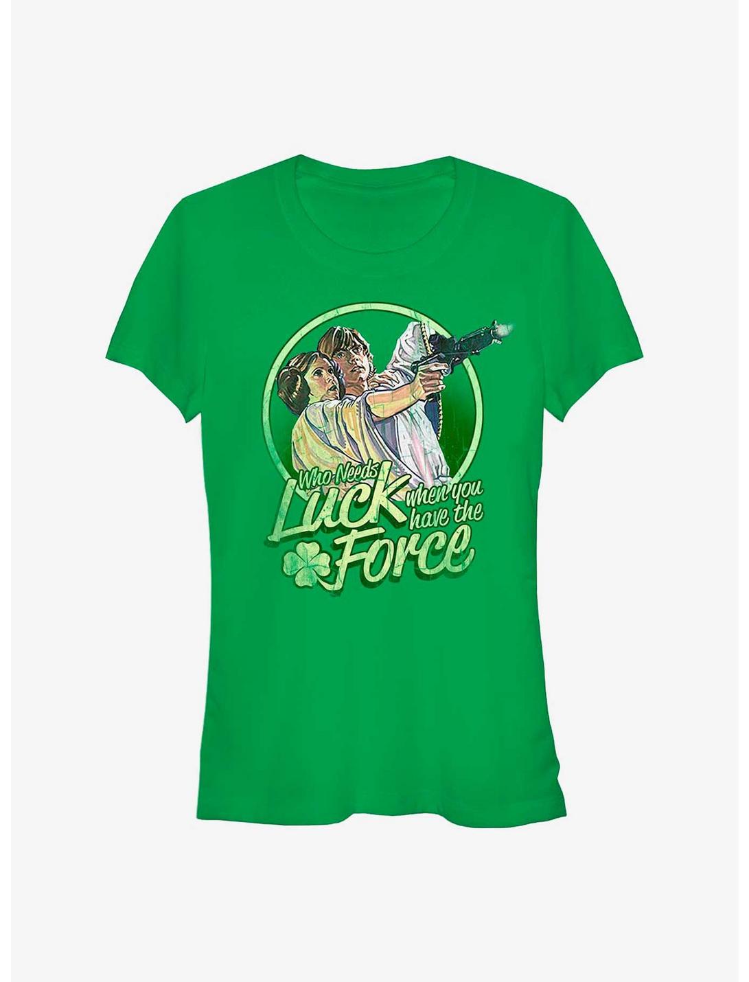 Star Wars Who Needs Luck When You Have The Force Luke And Leia Girls T-Shirt, KELLY, hi-res