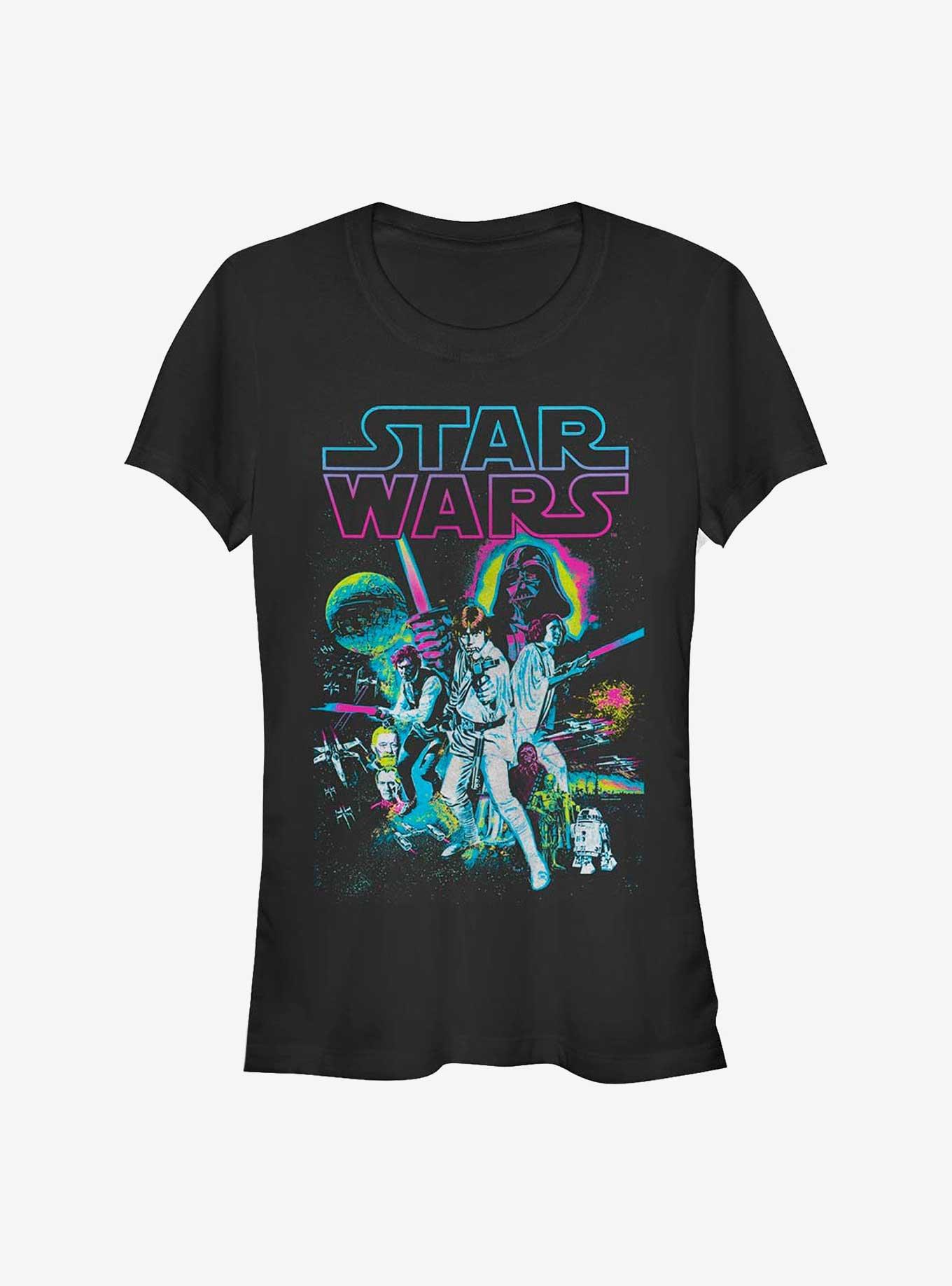 Star Wars Neon Hope Girls T-Shirt, BLACK, hi-res