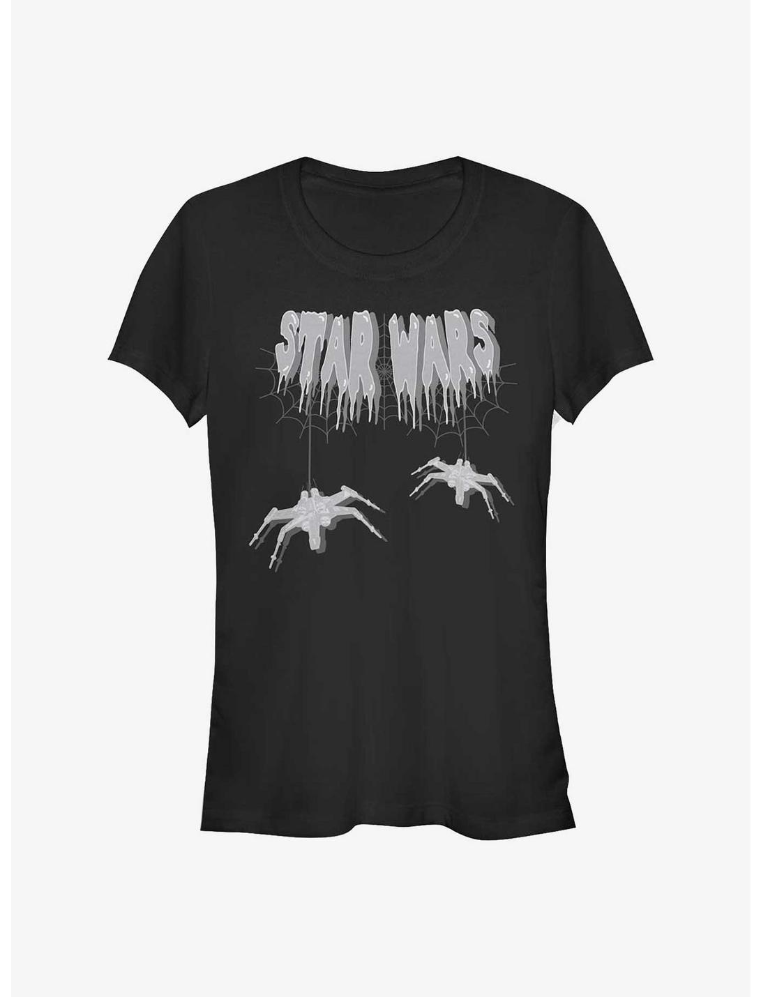 Star Wars Spooky Spiders X-Wing Logo Girls T-Shirt, BLACK, hi-res