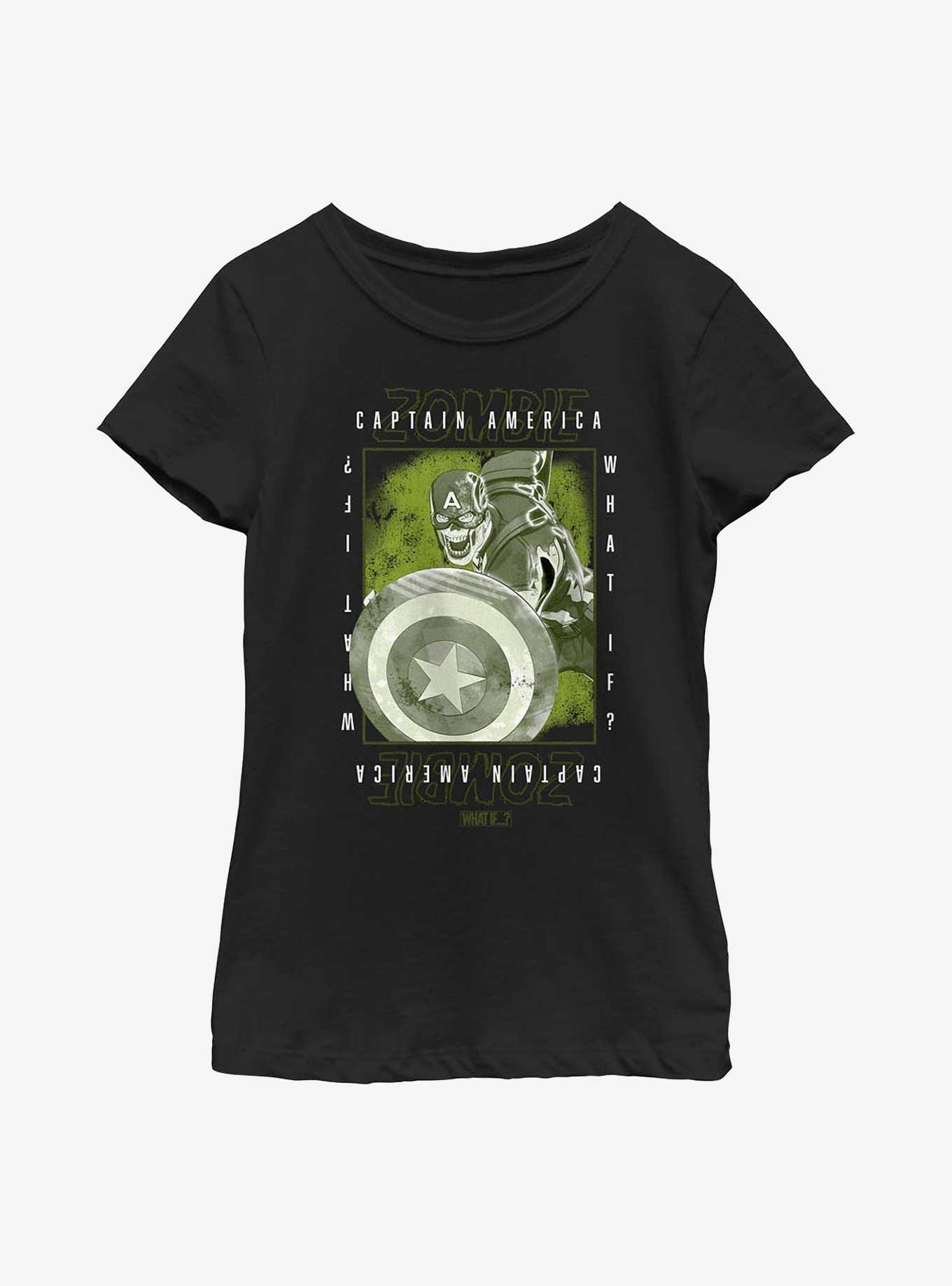 Marvel What If...? Boxed Zombie Cap Youth Girls T-Shirt, BLACK, hi-res