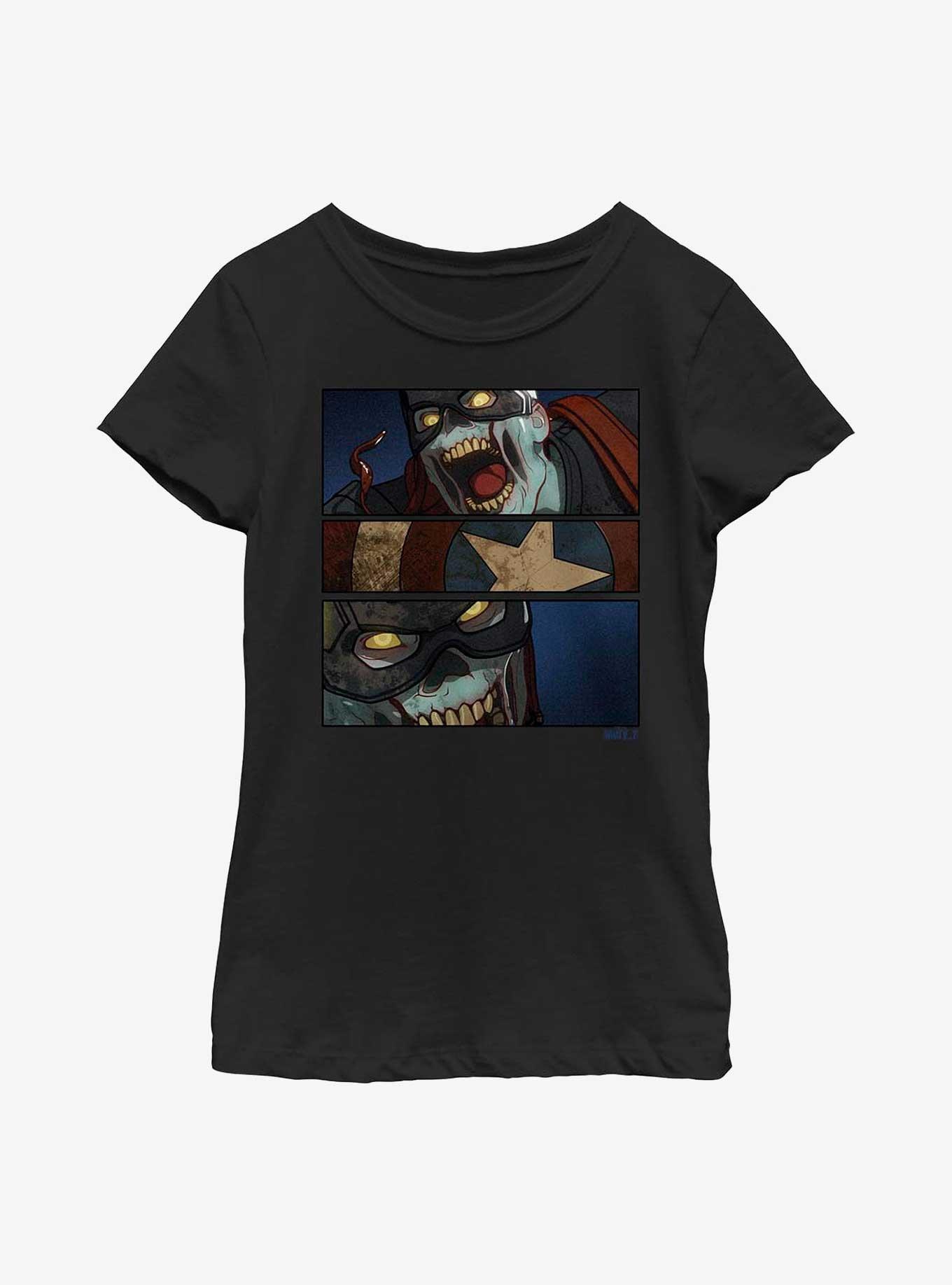 Marvel What If...? Zombie Cap Panels Youth Girls T-Shirt, , hi-res