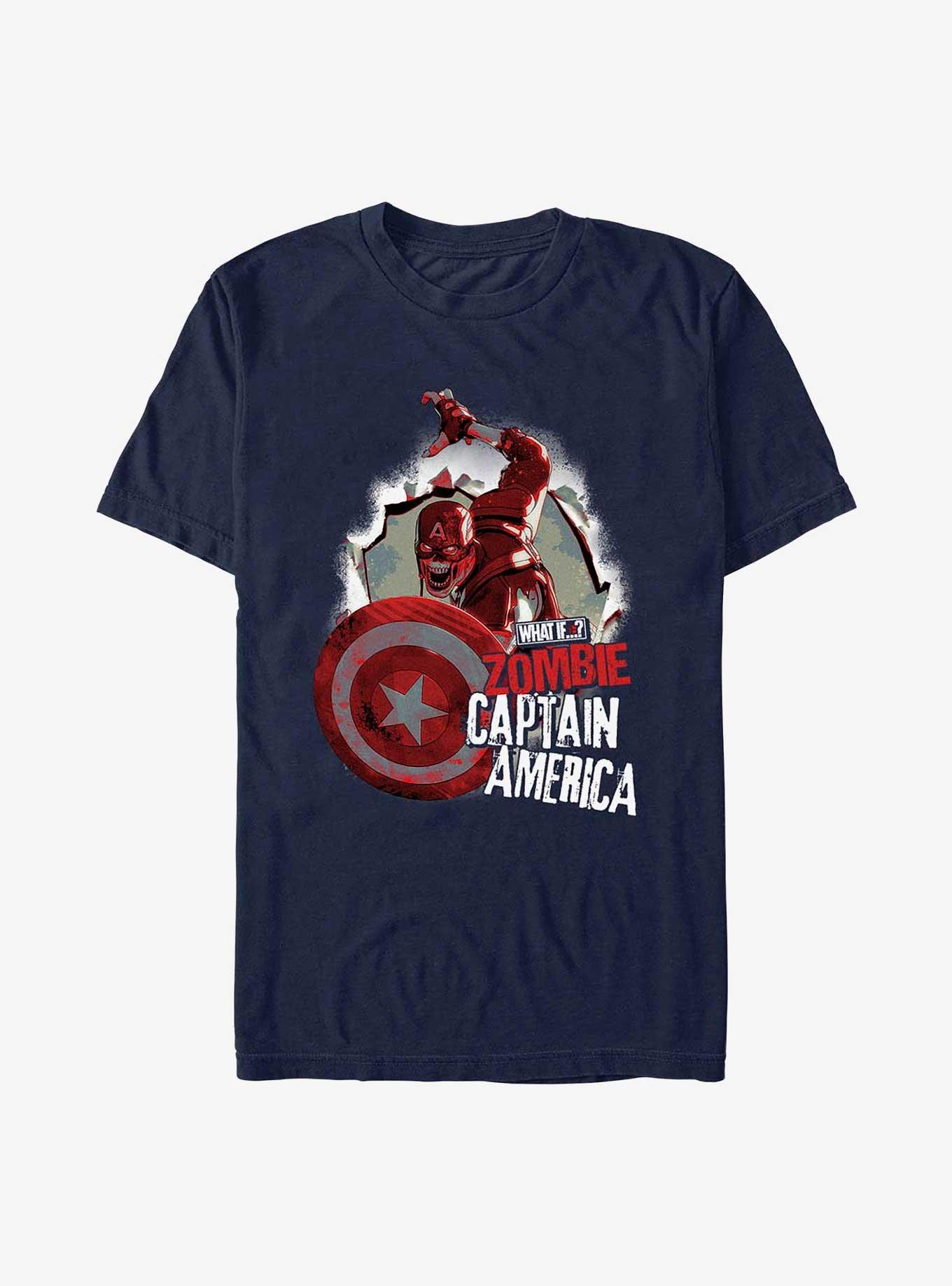 Marvel What If...? Zombie Cap Poster T-Shirt, NAVY, hi-res