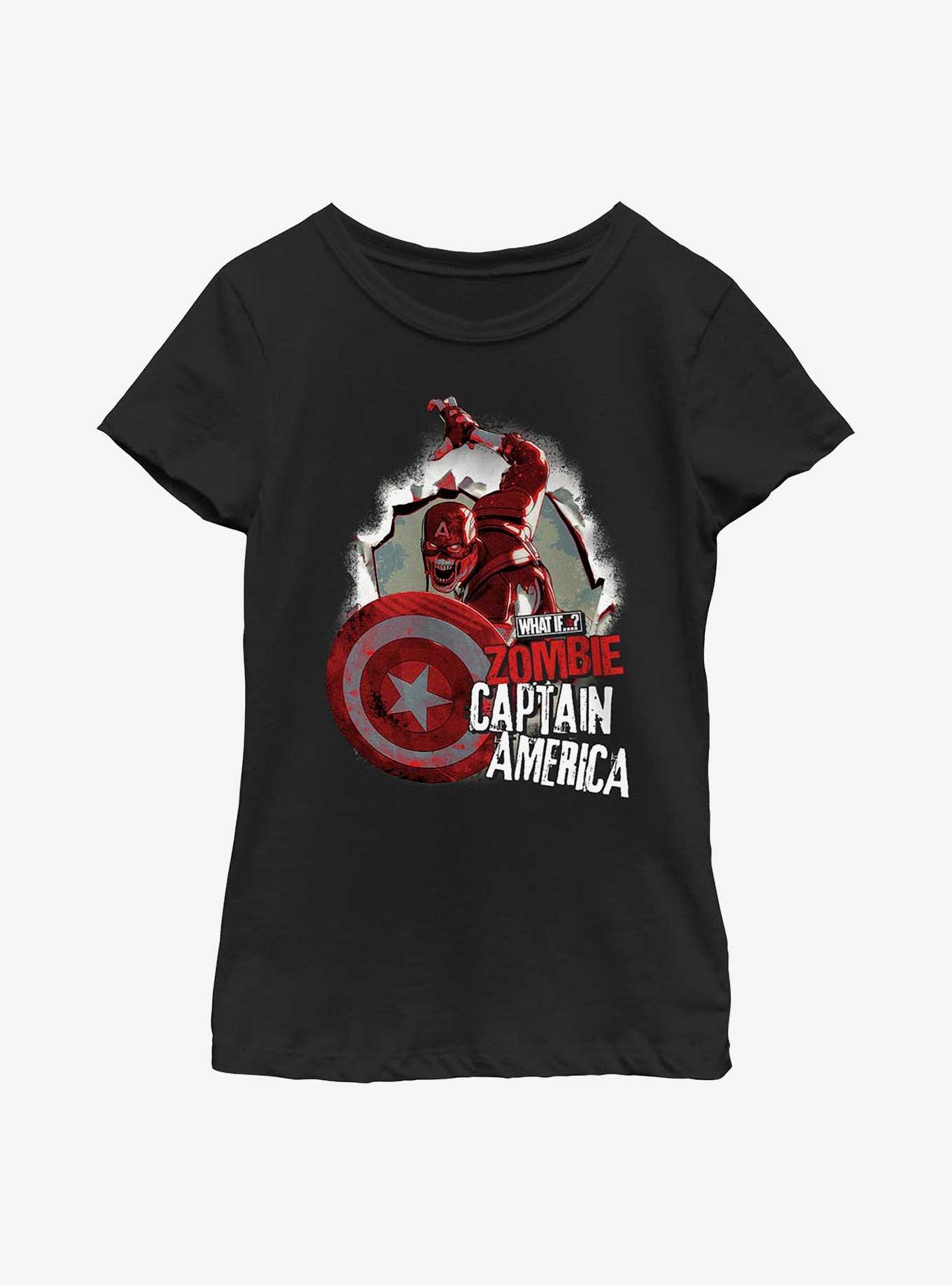 Marvel What If...? Zombie Cap Poster Youth Girls T-Shirt, BLACK, hi-res