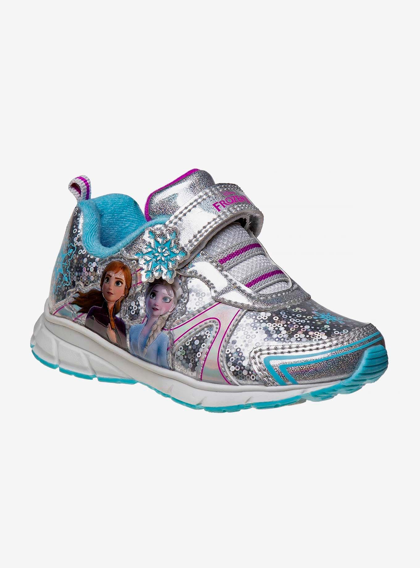 Disney Frozen II Girls Hook and Loop Sneaker, SILVER, hi-res