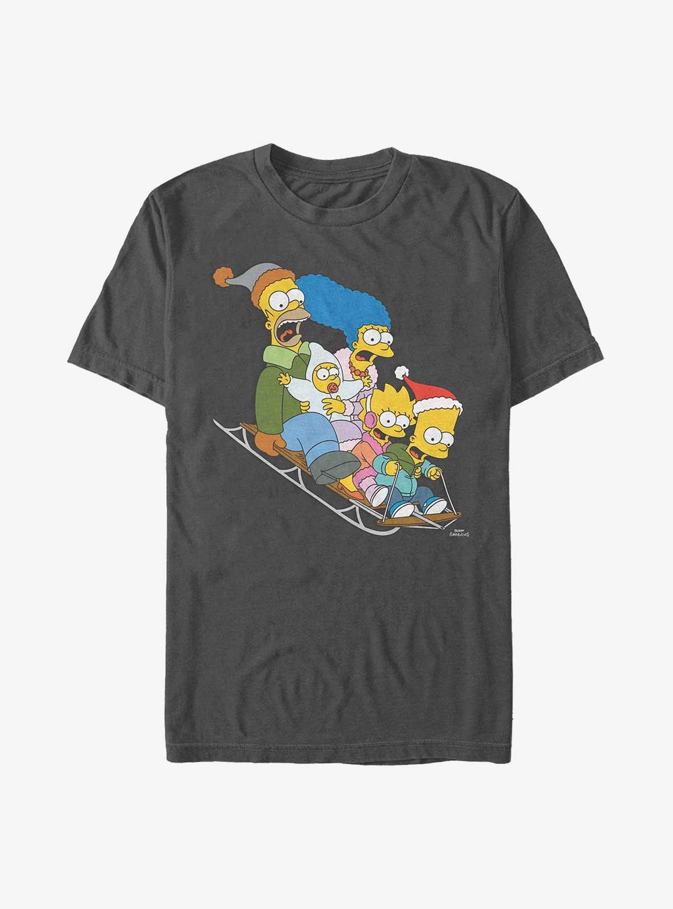 The Simpsons Gone Sledding T-Shirt, CHARCOAL, hi-res