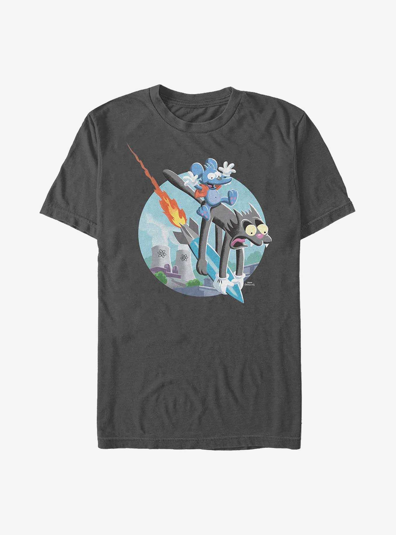 The Simpsons Itchy & Scratchy Riding Missle T-Shirt, , hi-res