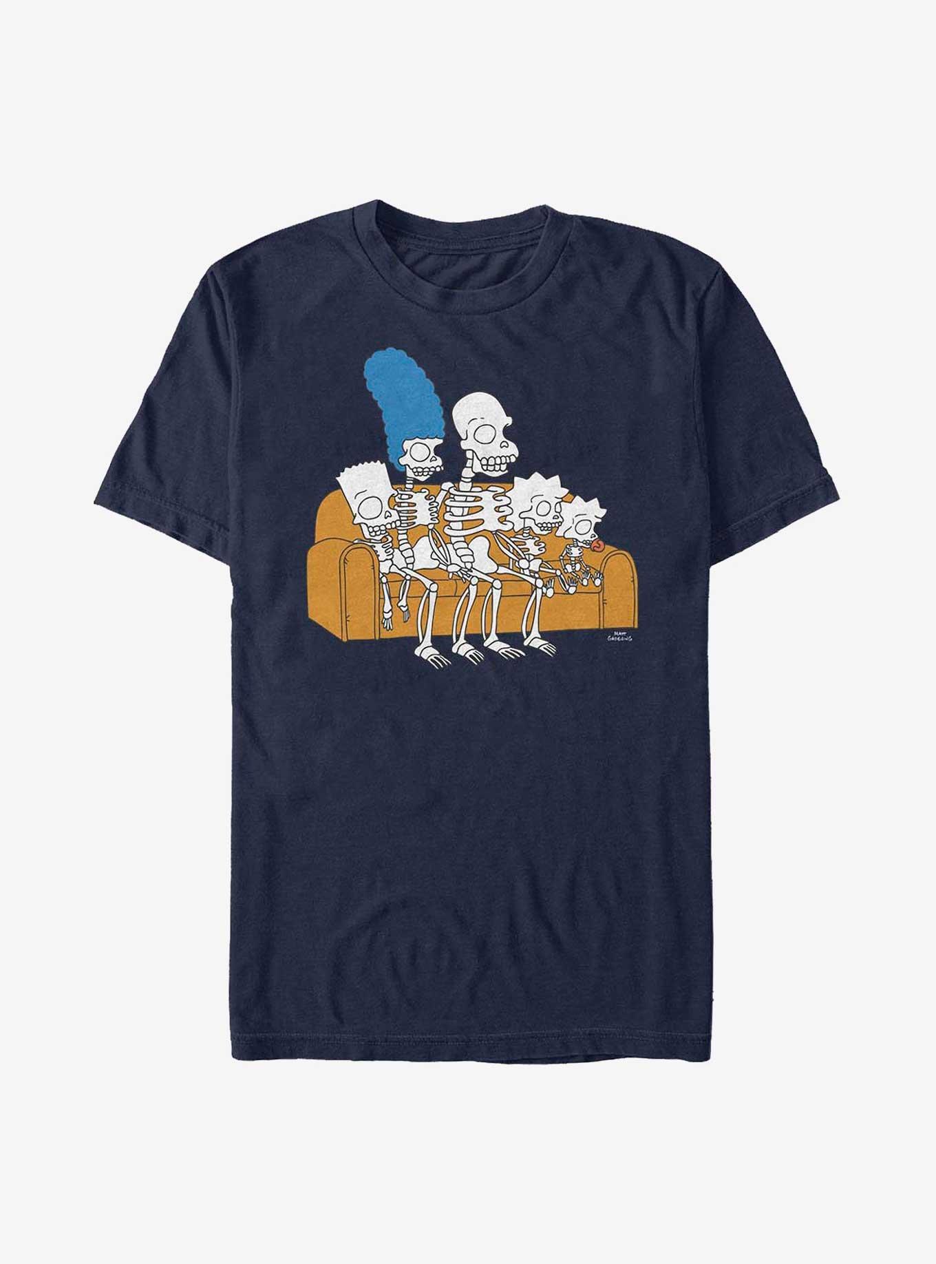 The Simpsons Skeleton Family Couch T-Shirt, NAVY, hi-res