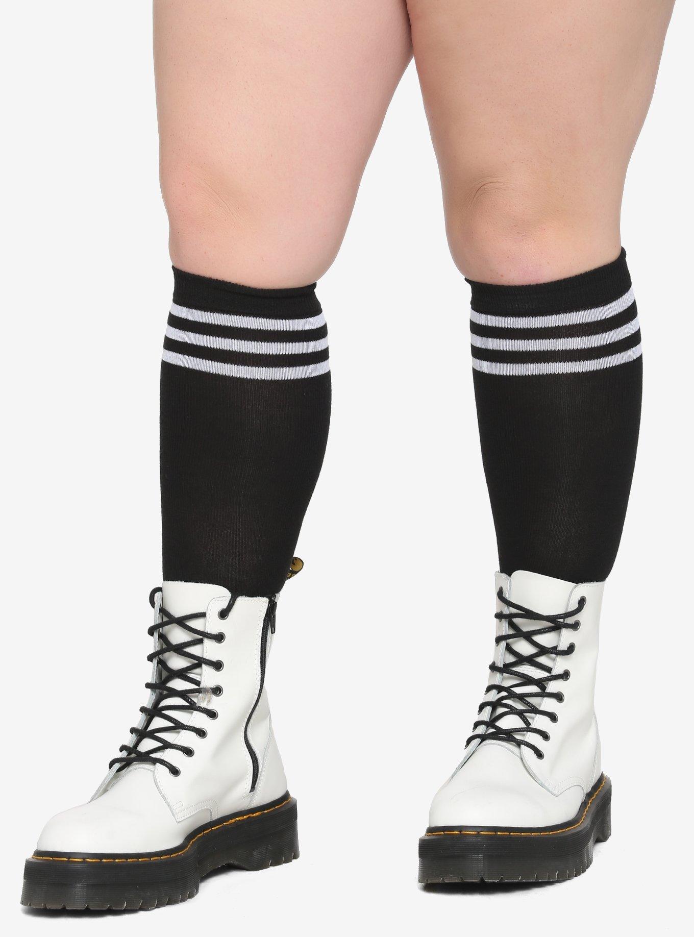 Black White Varsity Stripe KneeHigh Socks Plus Size Hot Topic