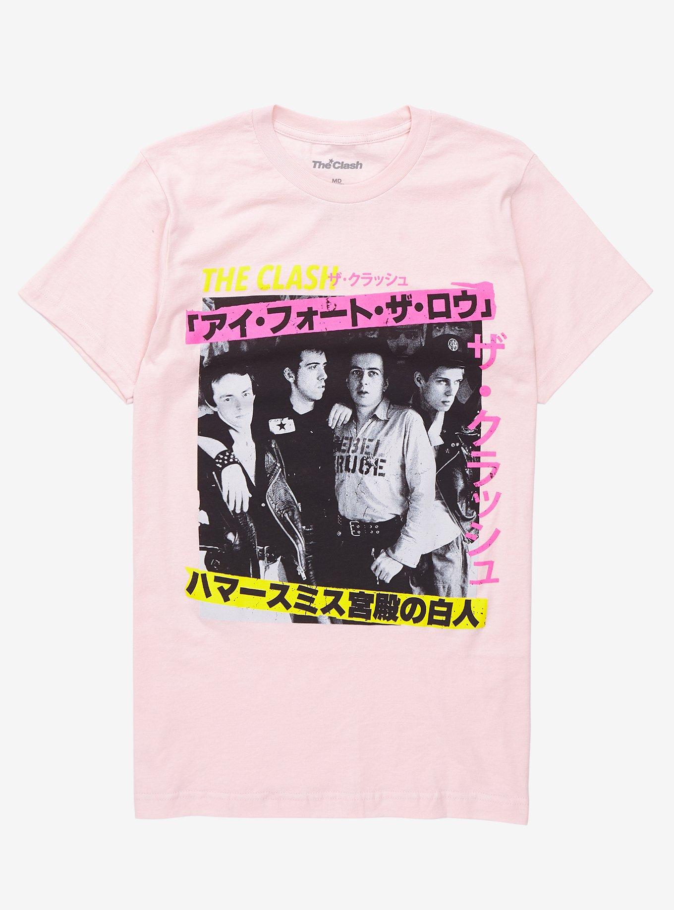 The Clash Group Shot Japanese Text Girls T-Shirt, PINK, hi-res