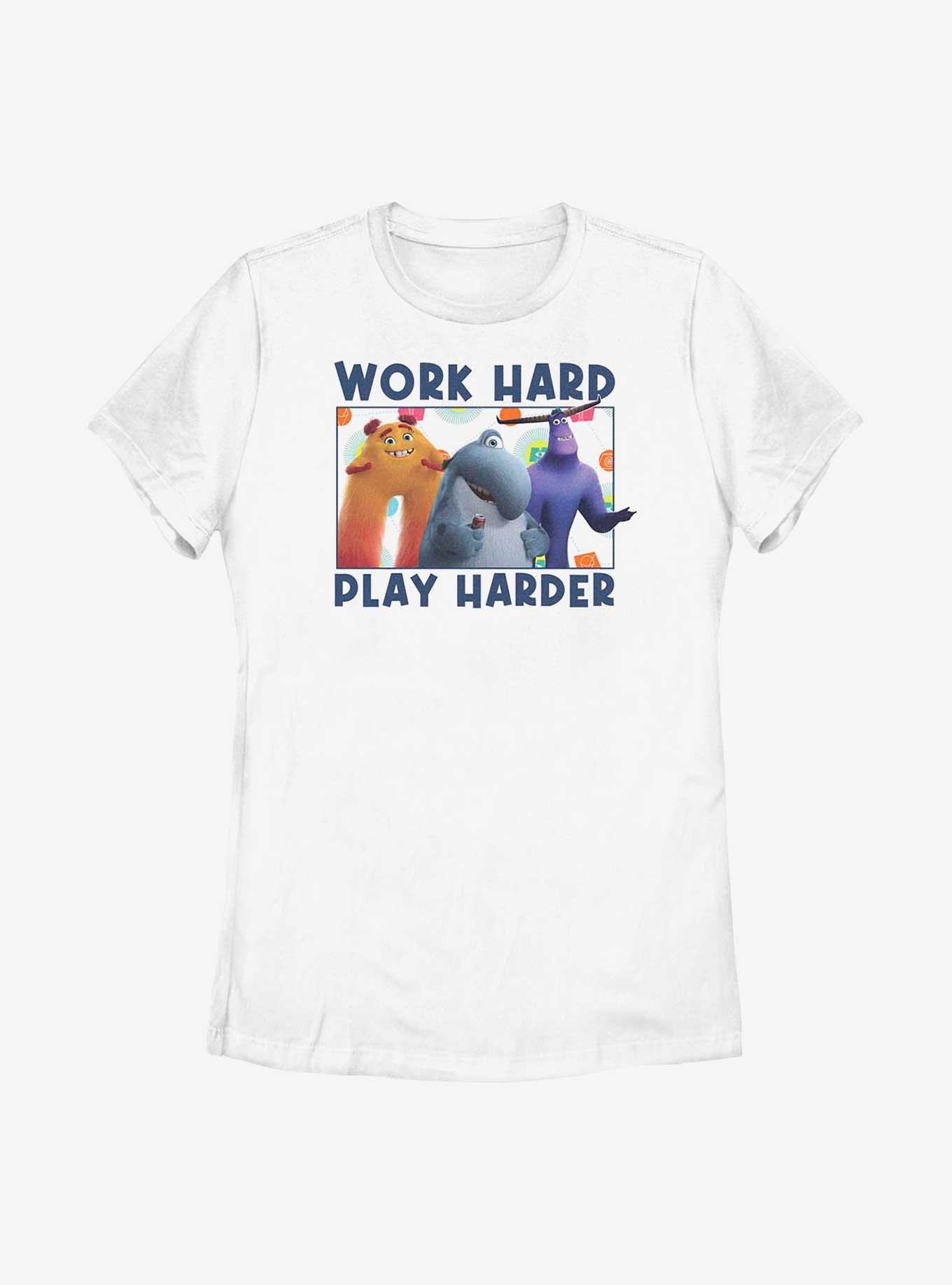 Disney Pixar Monsters At Work Play Hard Womens T-Shirt, WHITE, hi-res