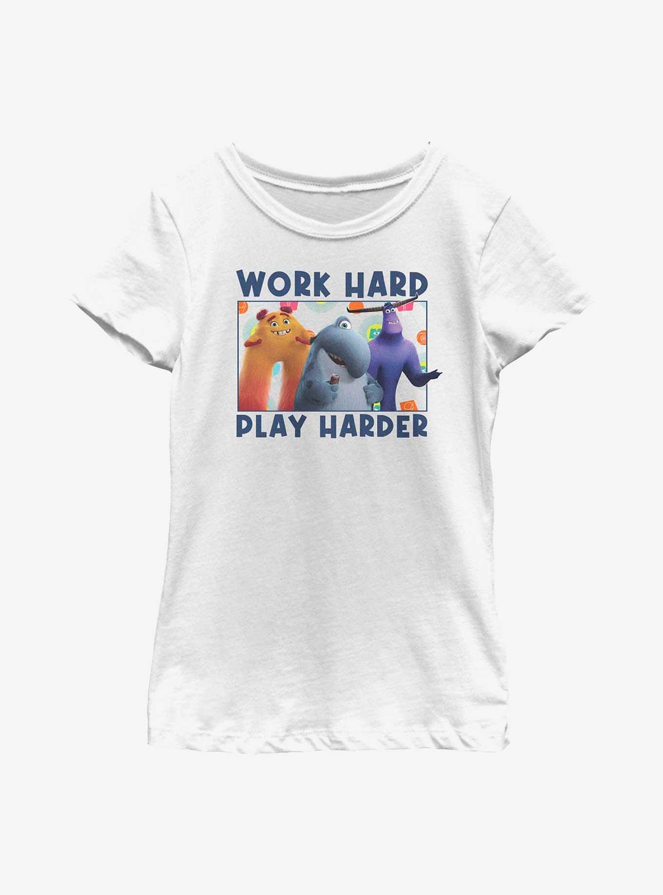 Disney Pixar Monsters At Work Play Hard Youth Girls T-Shirt, , hi-res