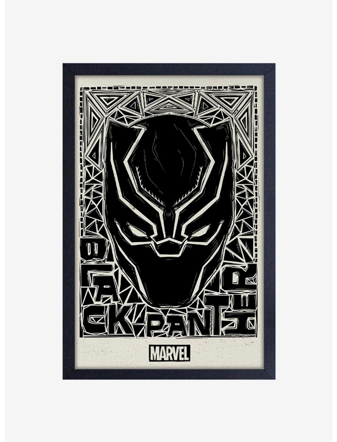 Marvel Black Panther Linocut Framed Wood Wall Art, , hi-res